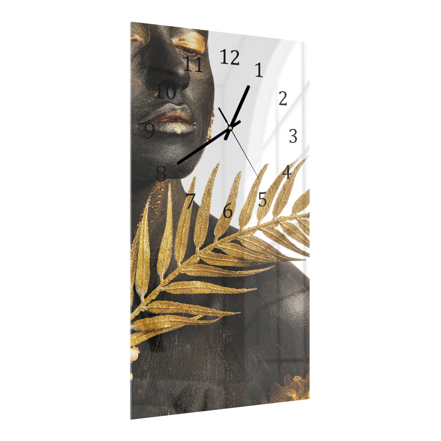 Wandklok 30x60  - Gehard Glas - Exotische Elegantie in Zwart en Goud