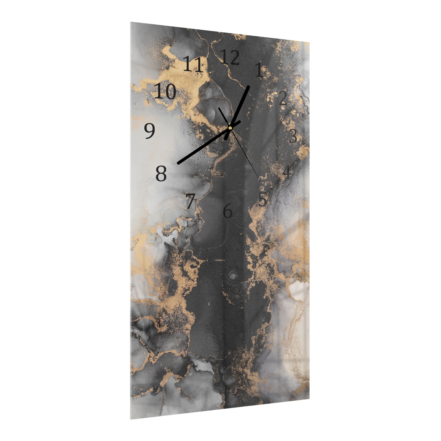 Wandklok 30x60  - Gehard Glas - Luxe Zwart-Goud Marmer