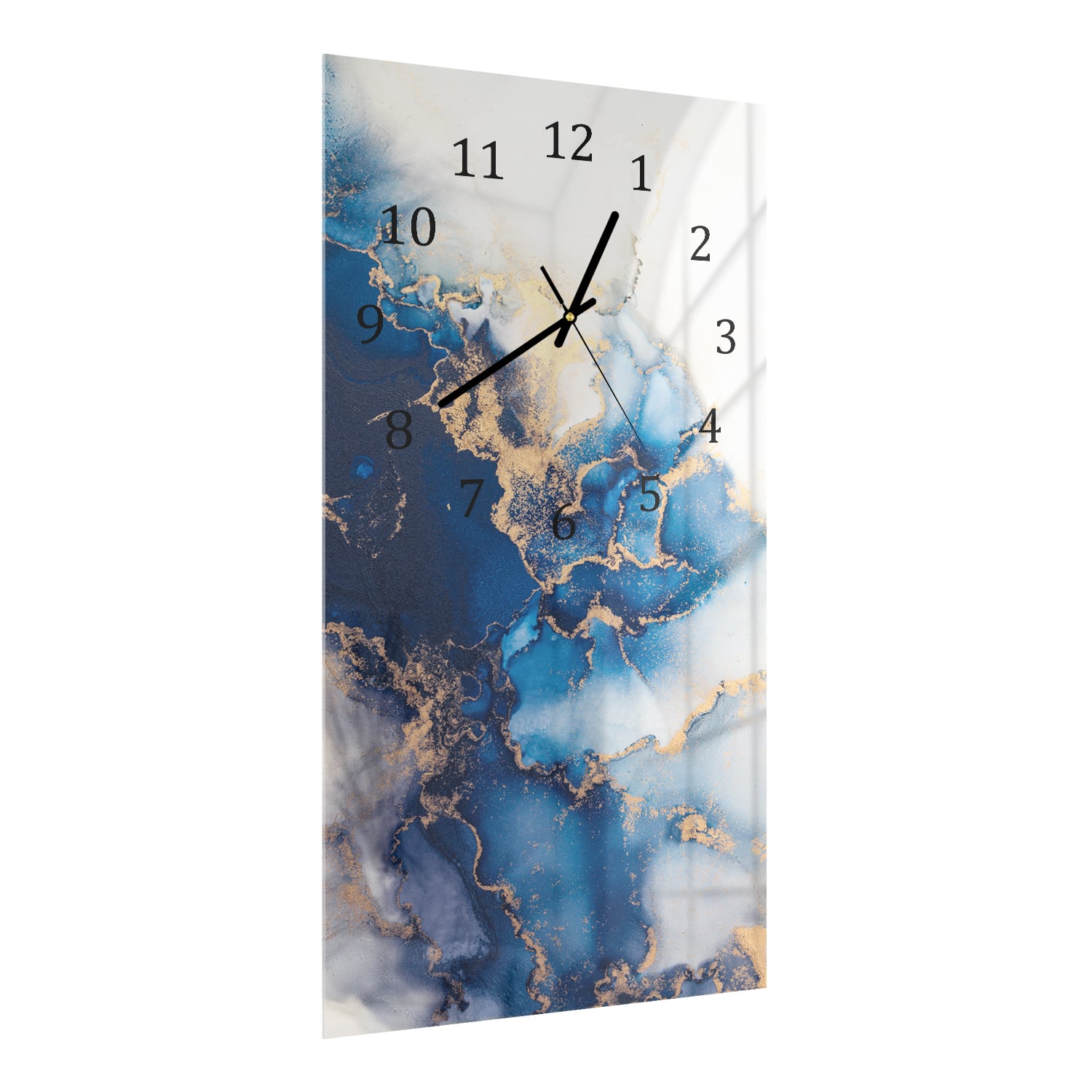 Wandklok 30x60  - Gehard Glas - Luxe Blauw-Goud Marmer