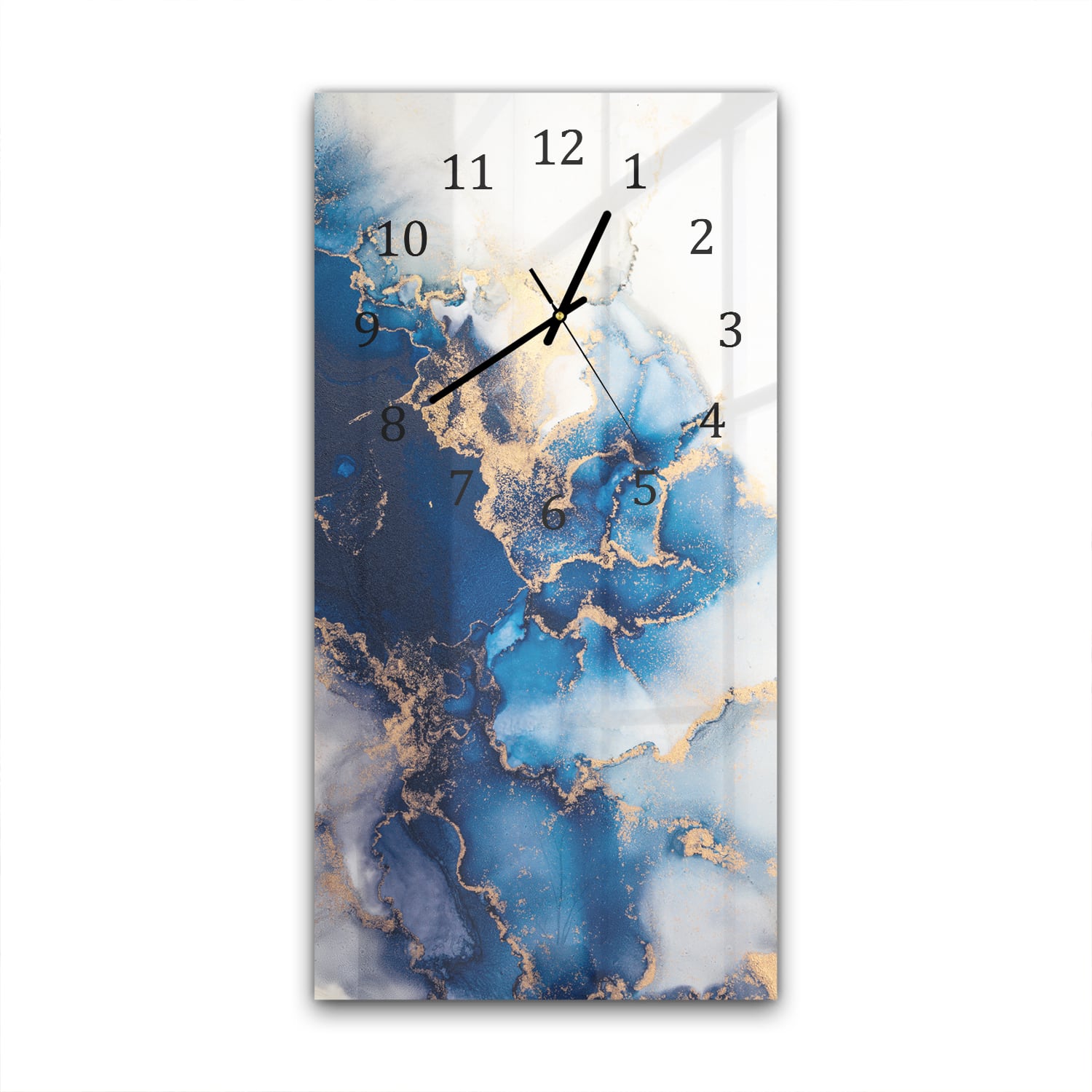 Wandklok 30x60  - Gehard Glas - Luxe Blauw-Goud Marmer