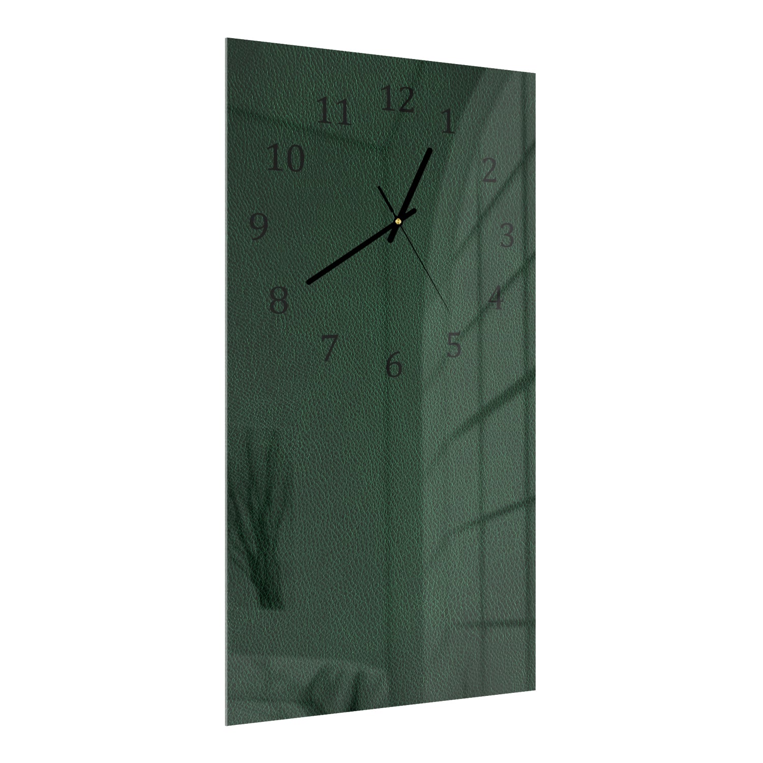 Wandklok 30x60  - Gehard Glas - Donkergroen Leer