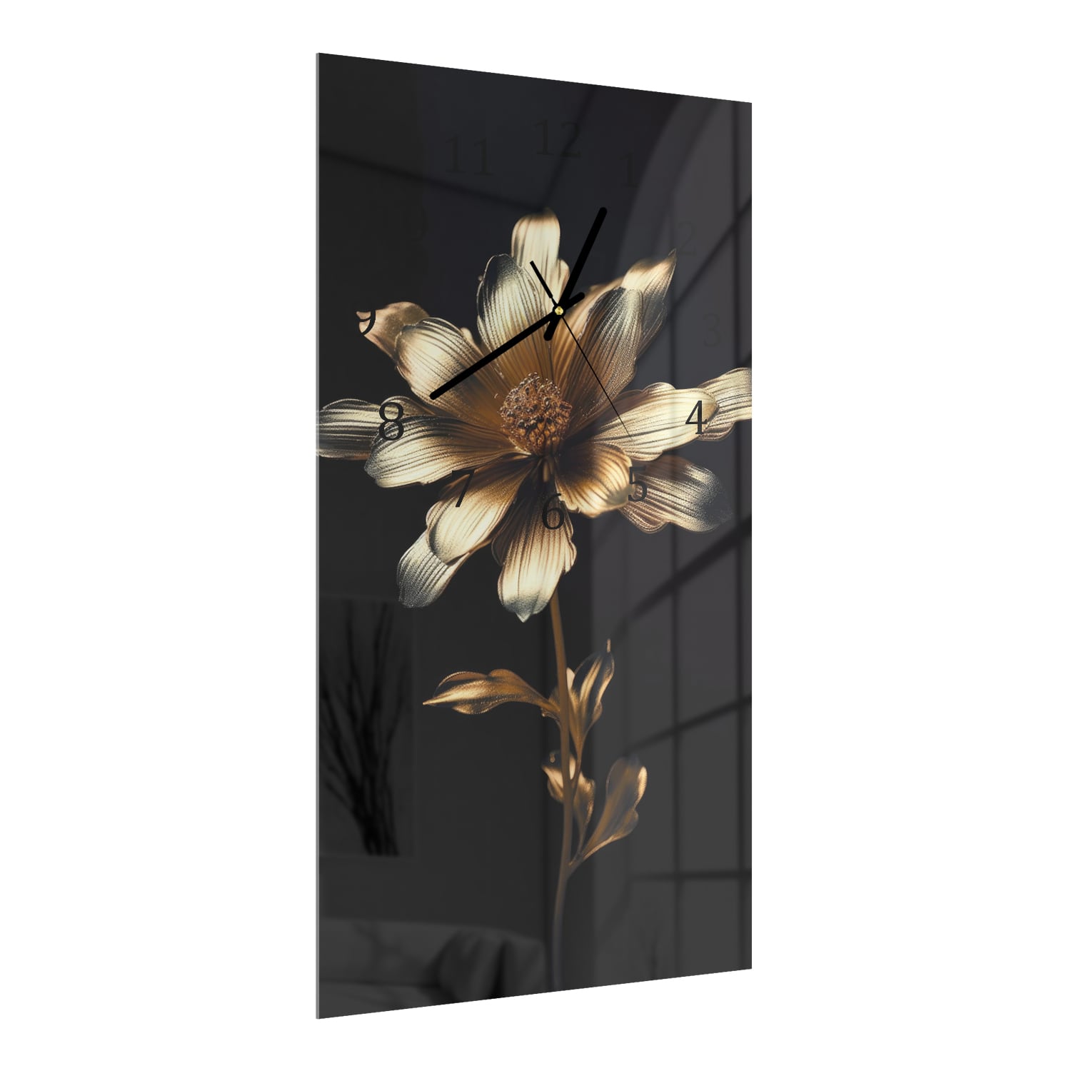 Wandklok 30x60  - Gehard Glas - Mystieke Gouden Bloem