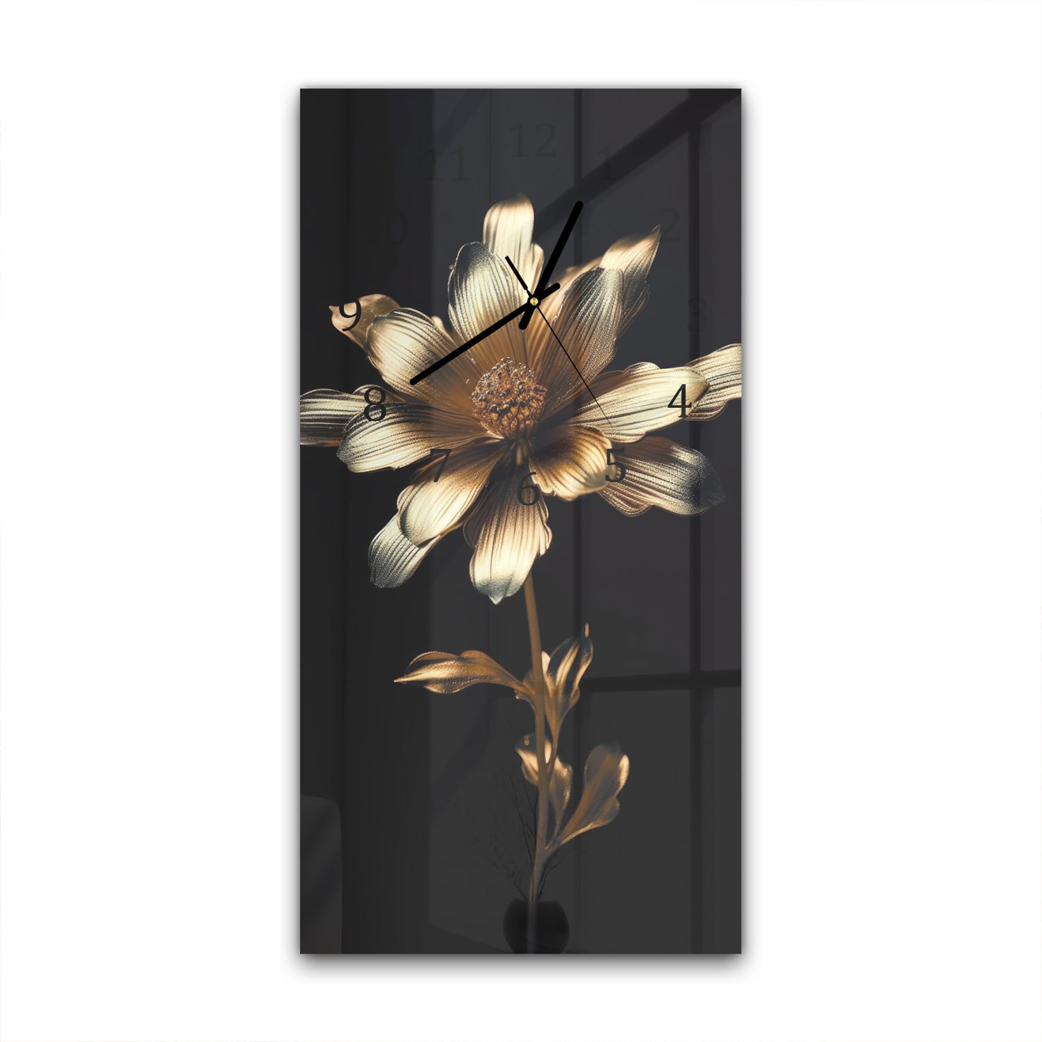 Wandklok 30x60  - Gehard Glas - Mystieke Gouden Bloem