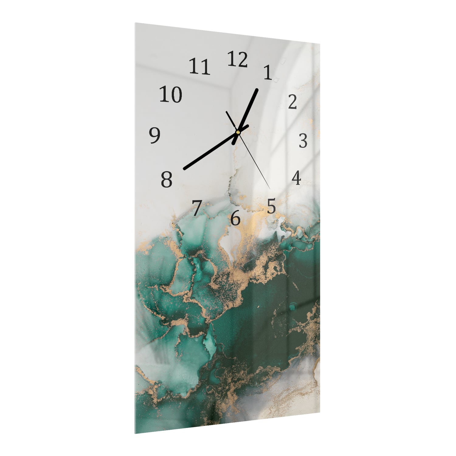 Wandklok 30x60  - Gehard Glas - Luxe Groen-Marmer