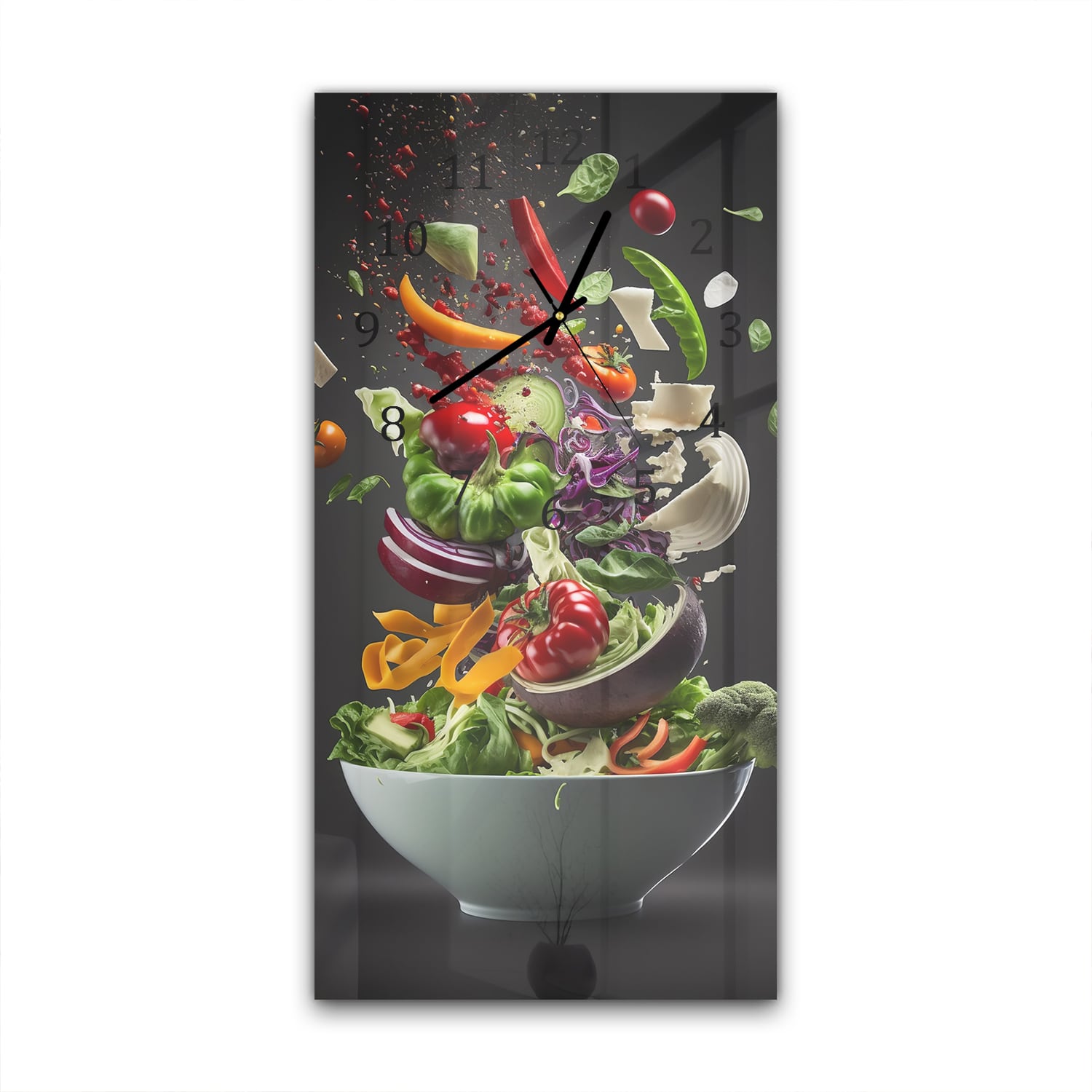Wandklok 30x60  - Gehard Glas - Groenten Explosie