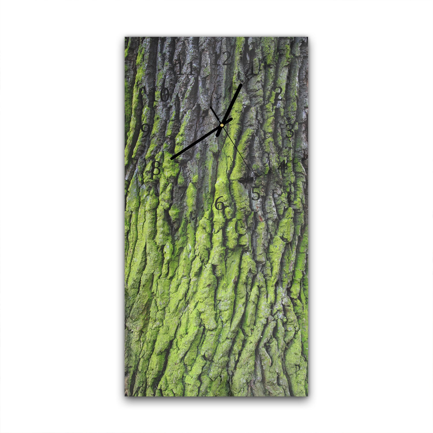 Wandklok 30x60  - Gehard Glas - Groene Schors Textuur