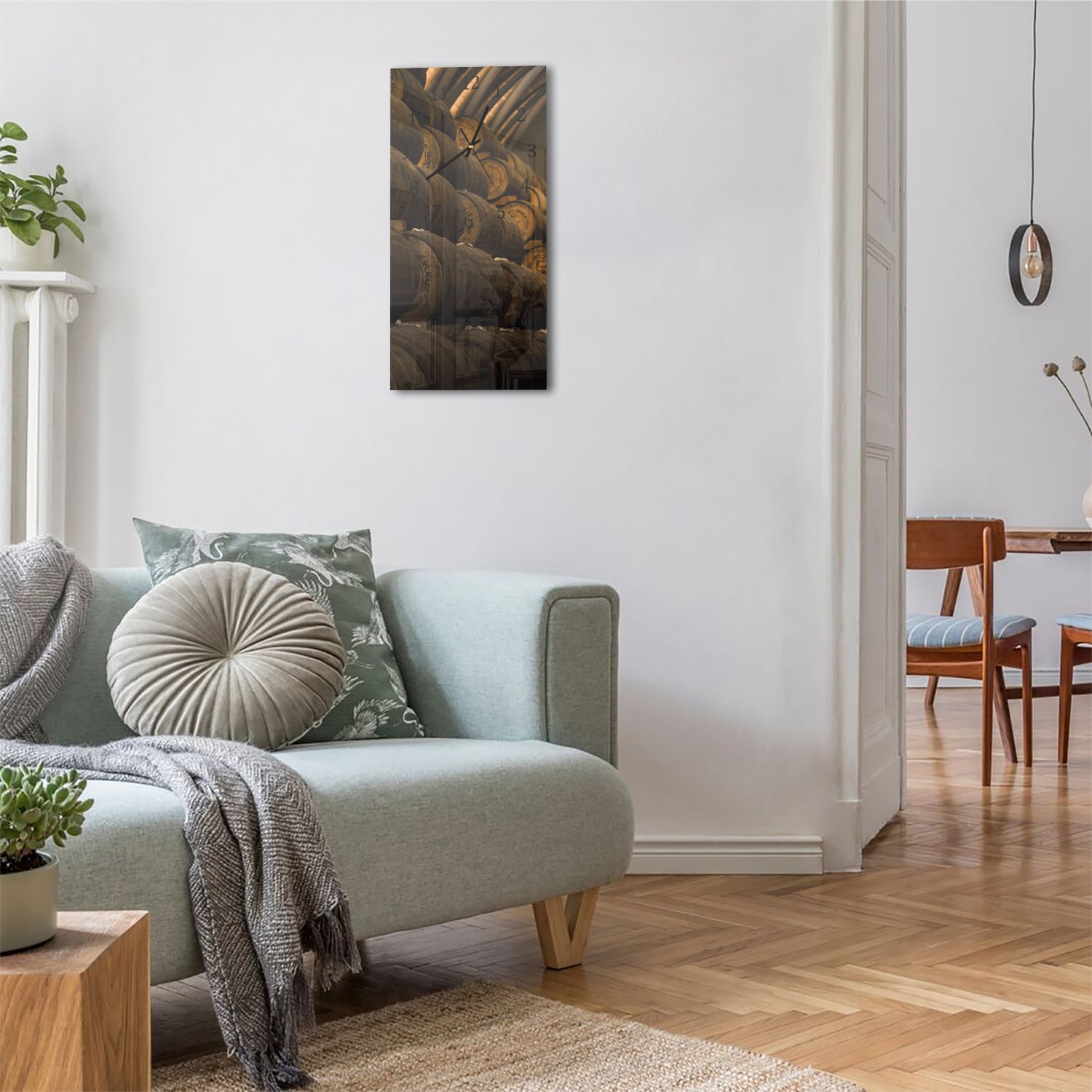 Wandklok 30x60  - Gehard Glas - Wijnvaten