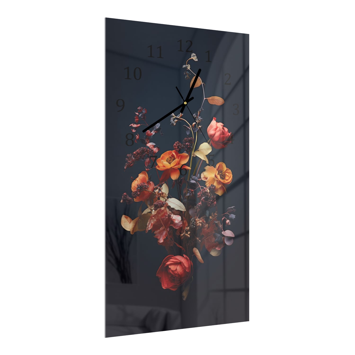 Wandklok 30x60  - Gehard Glas - Herfstige Drogen Bloemen