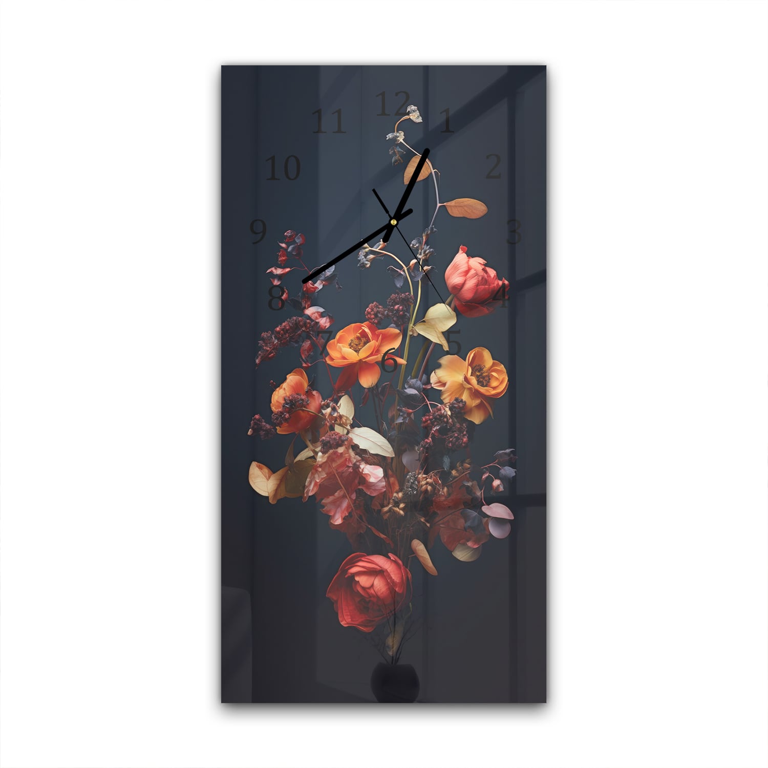 Wandklok 30x60  - Gehard Glas - Herfstige Drogen Bloemen