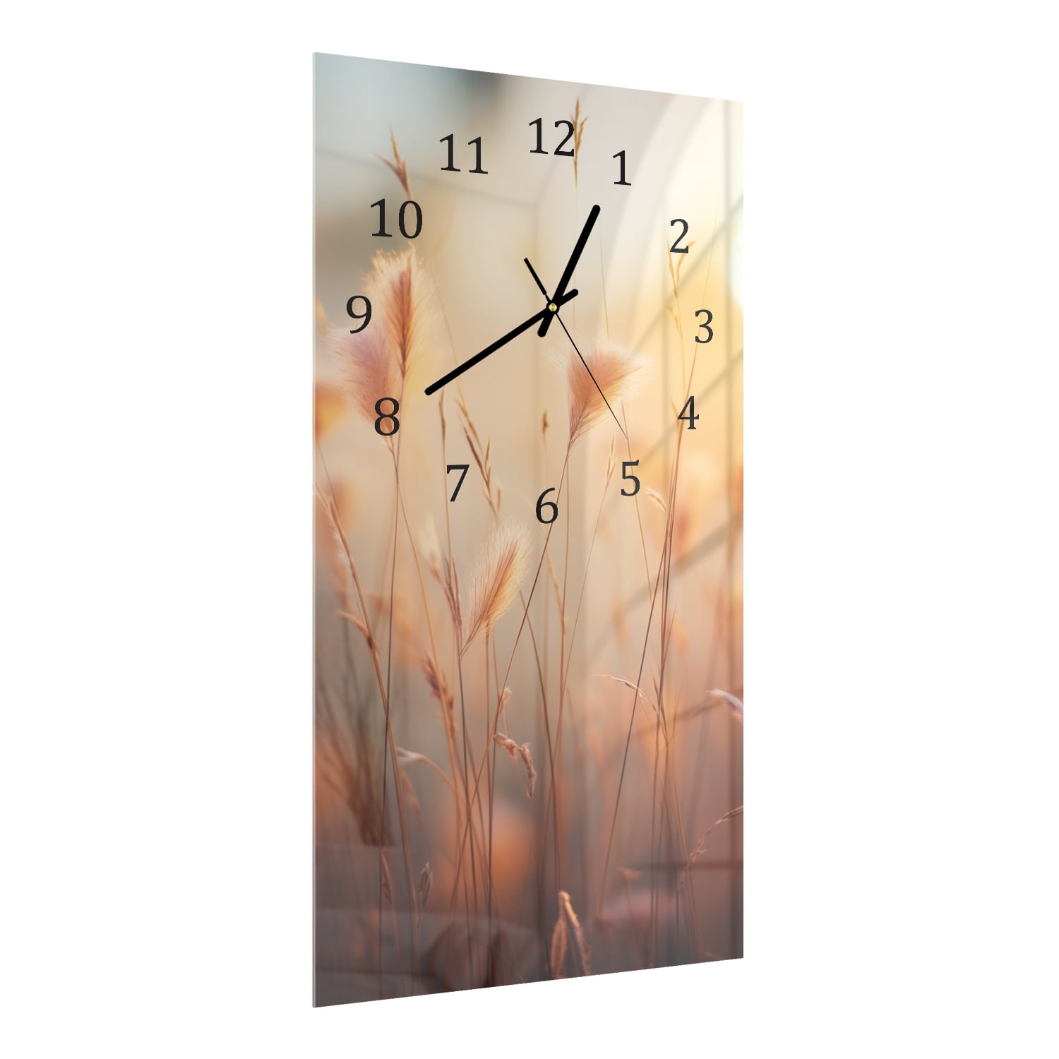 Wandklok 30x60  - Gehard Glas - Zonsondergang in Grasveld