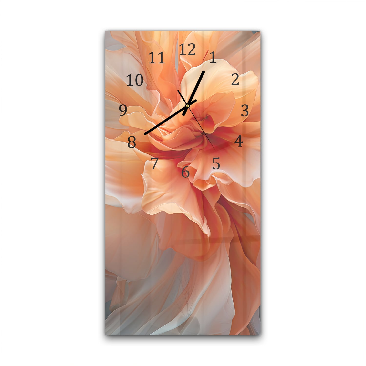 Wandklok 30x60  - Gehard Glas - Dansende Oranje Bloem