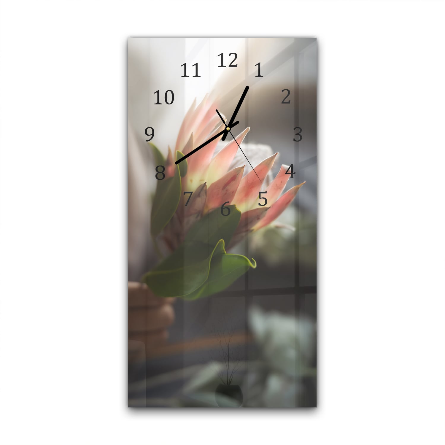 Wandklok 30x60  - Gehard Glas - Zachte Ochtendbloem