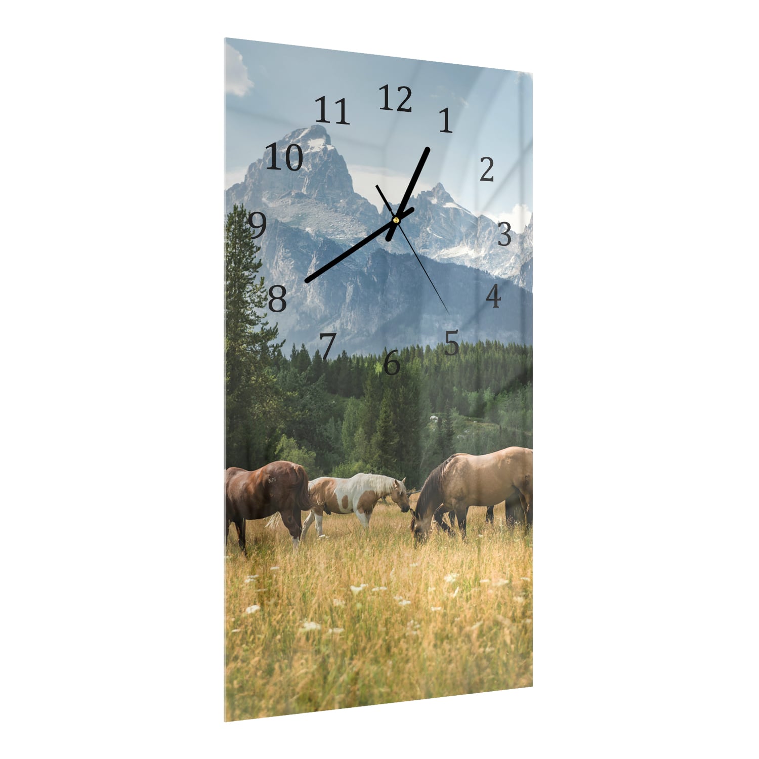 Wandklok 30x60  - Gehard Glas - Grazende Paarden