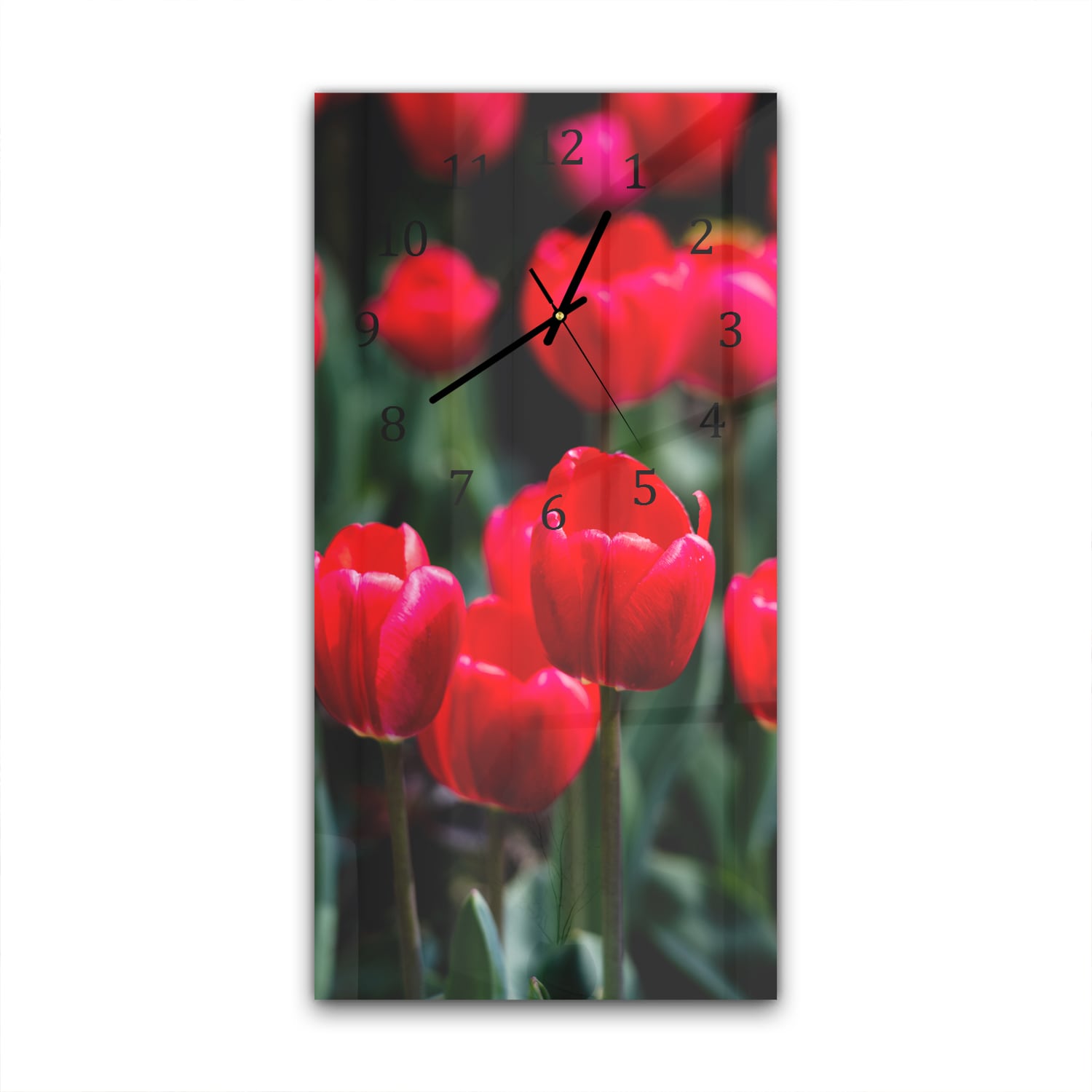 Wandklok 30x60  - Gehard Glas - Tulpen in het Veld