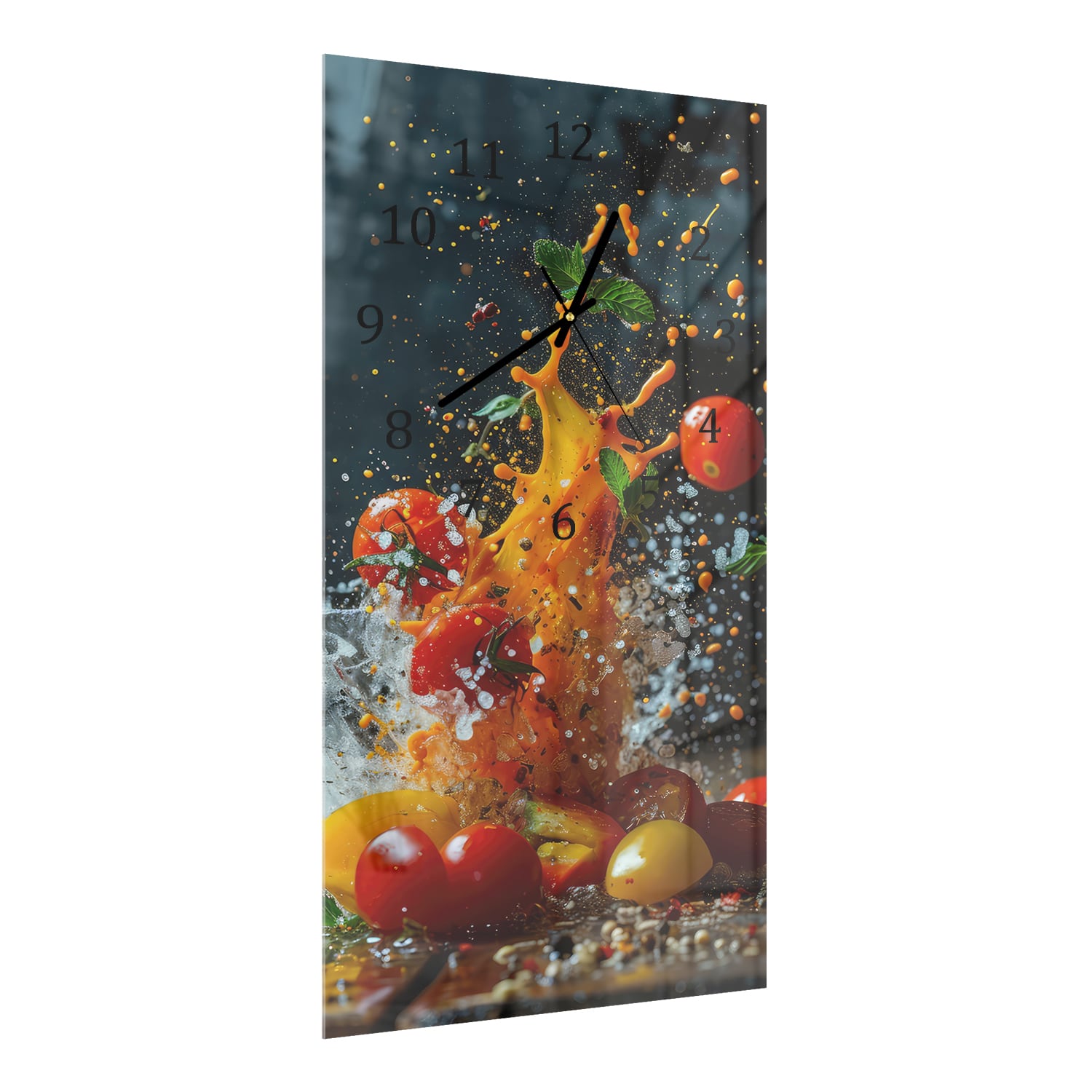 Wandklok 30x60  - Gehard Glas - Groenten Splash