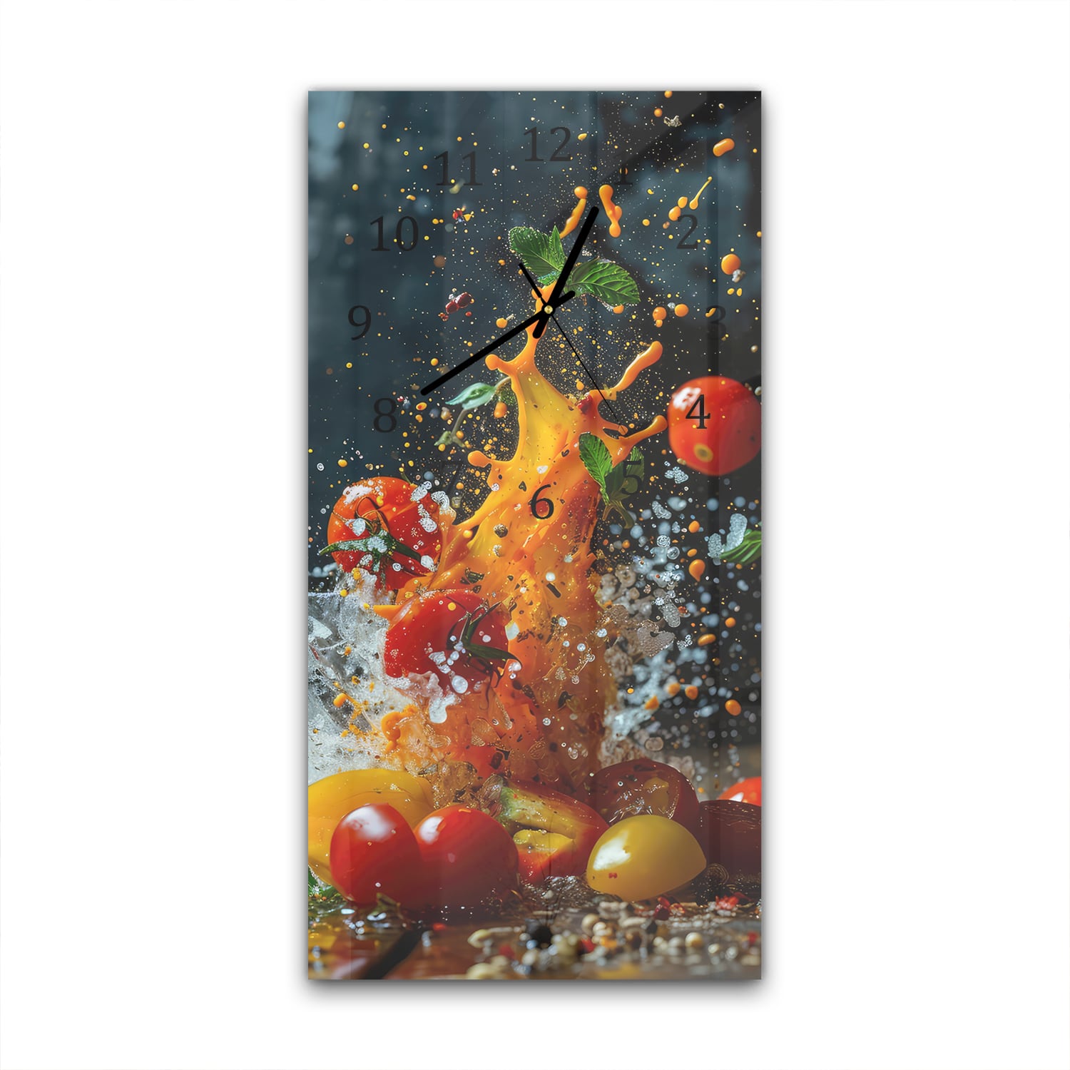 Wandklok 30x60  - Gehard Glas - Groenten Splash