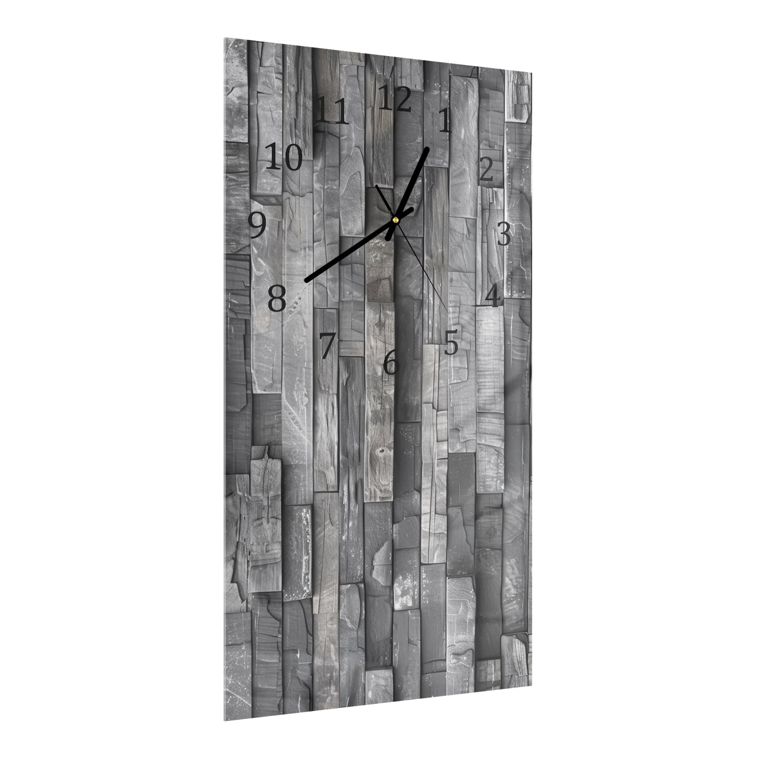 Wandklok 30x60  - Gehard Glas - Stenen Muur Zwart-Wit