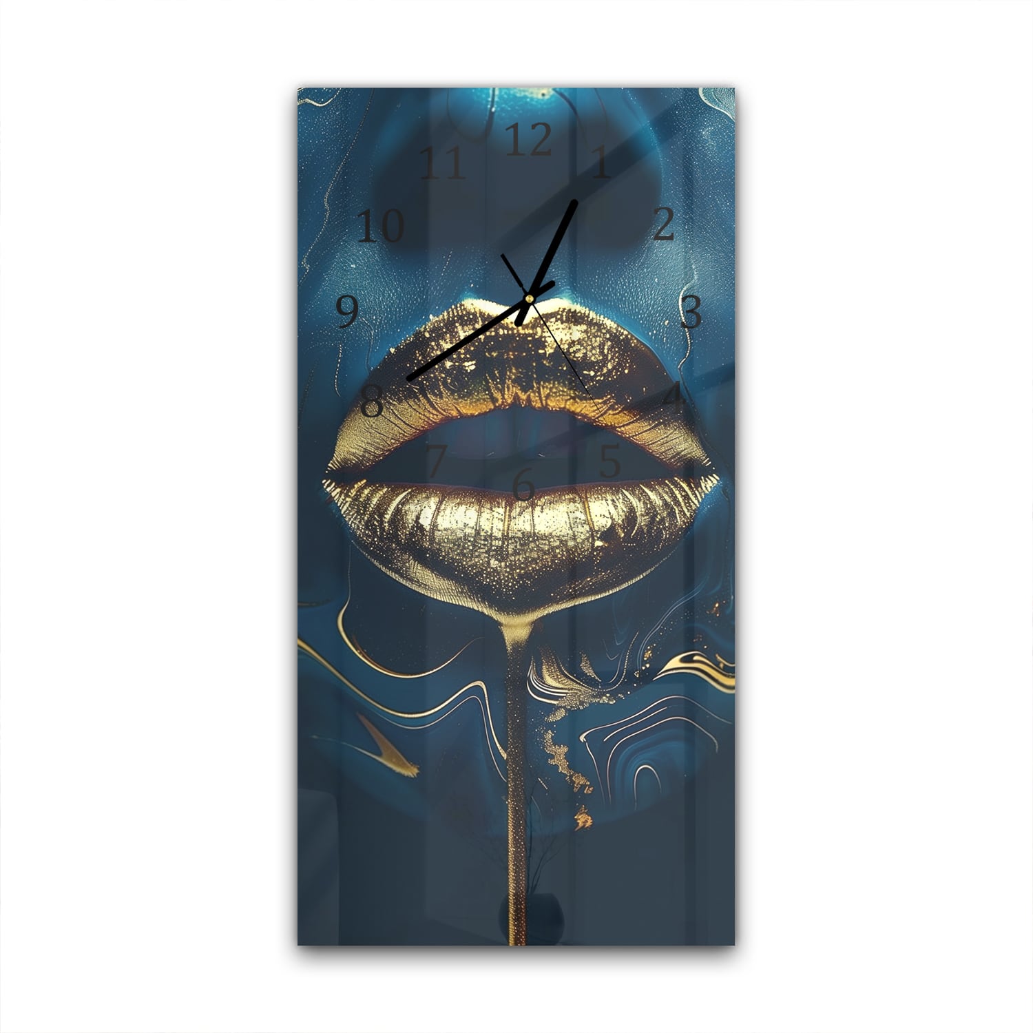 Wandklok 30x60  - Gehard Glas - Gouden Lippen in Abstracte Kunst