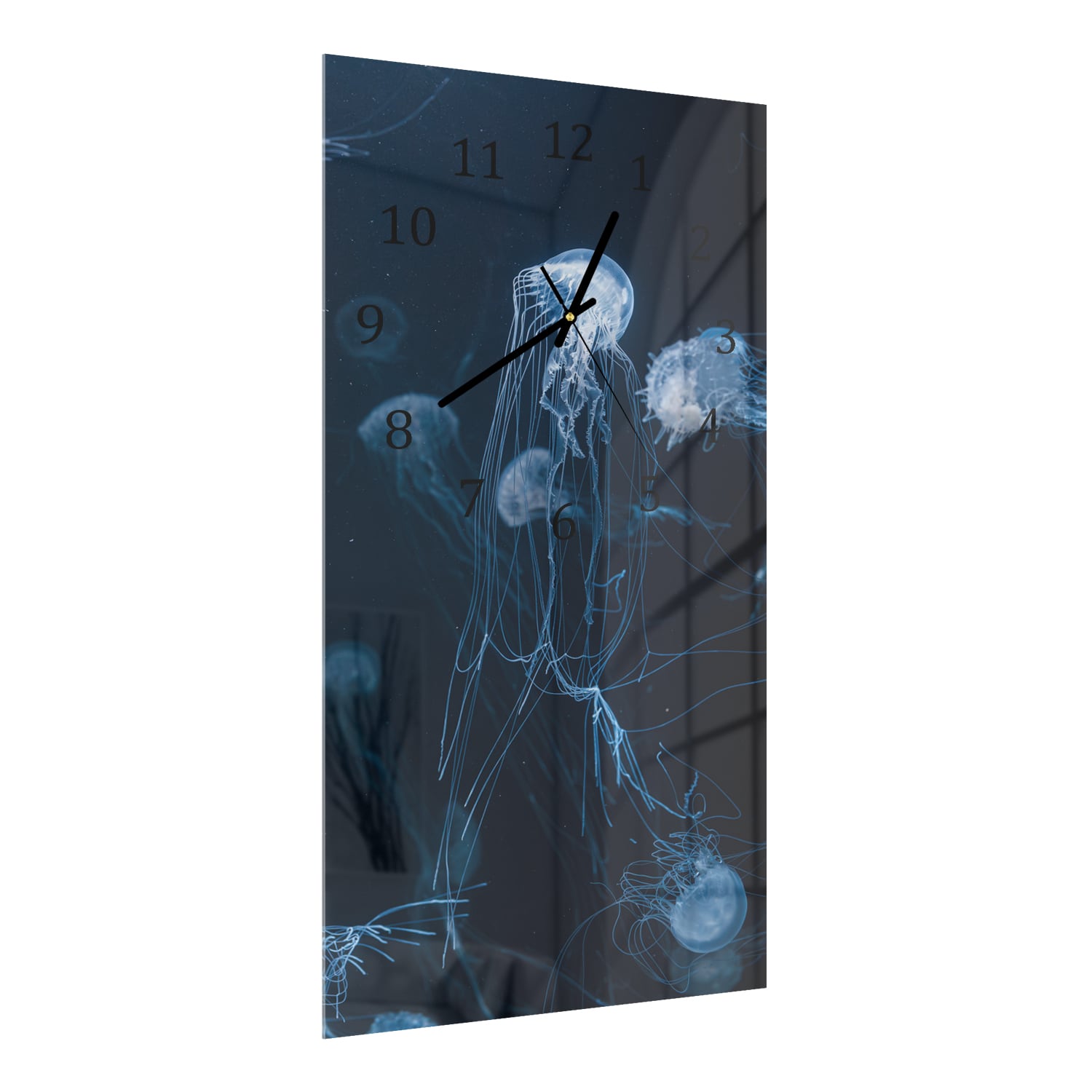 Wandklok 30x60  - Gehard Glas - Blauwe Kwallen