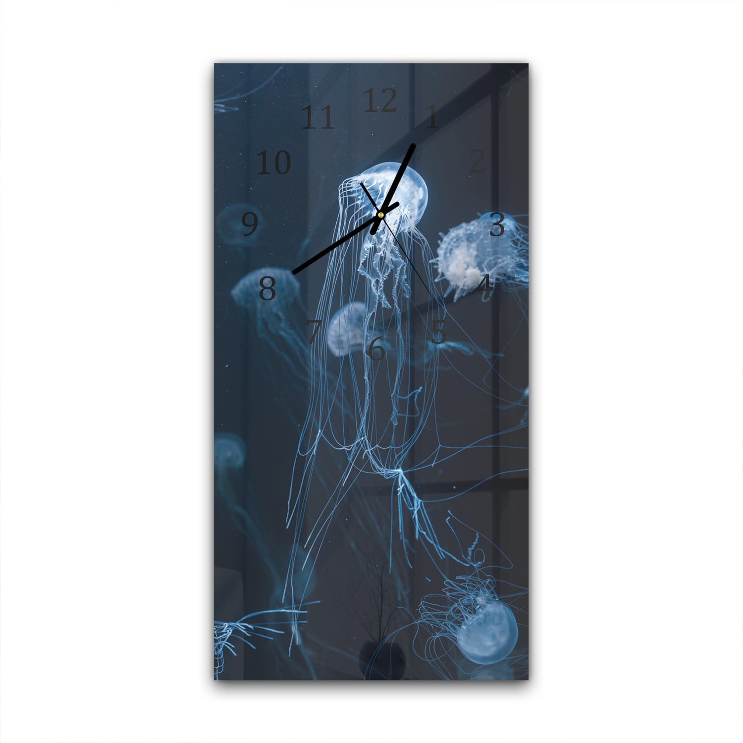 Wandklok 30x60  - Gehard Glas - Blauwe Kwallen