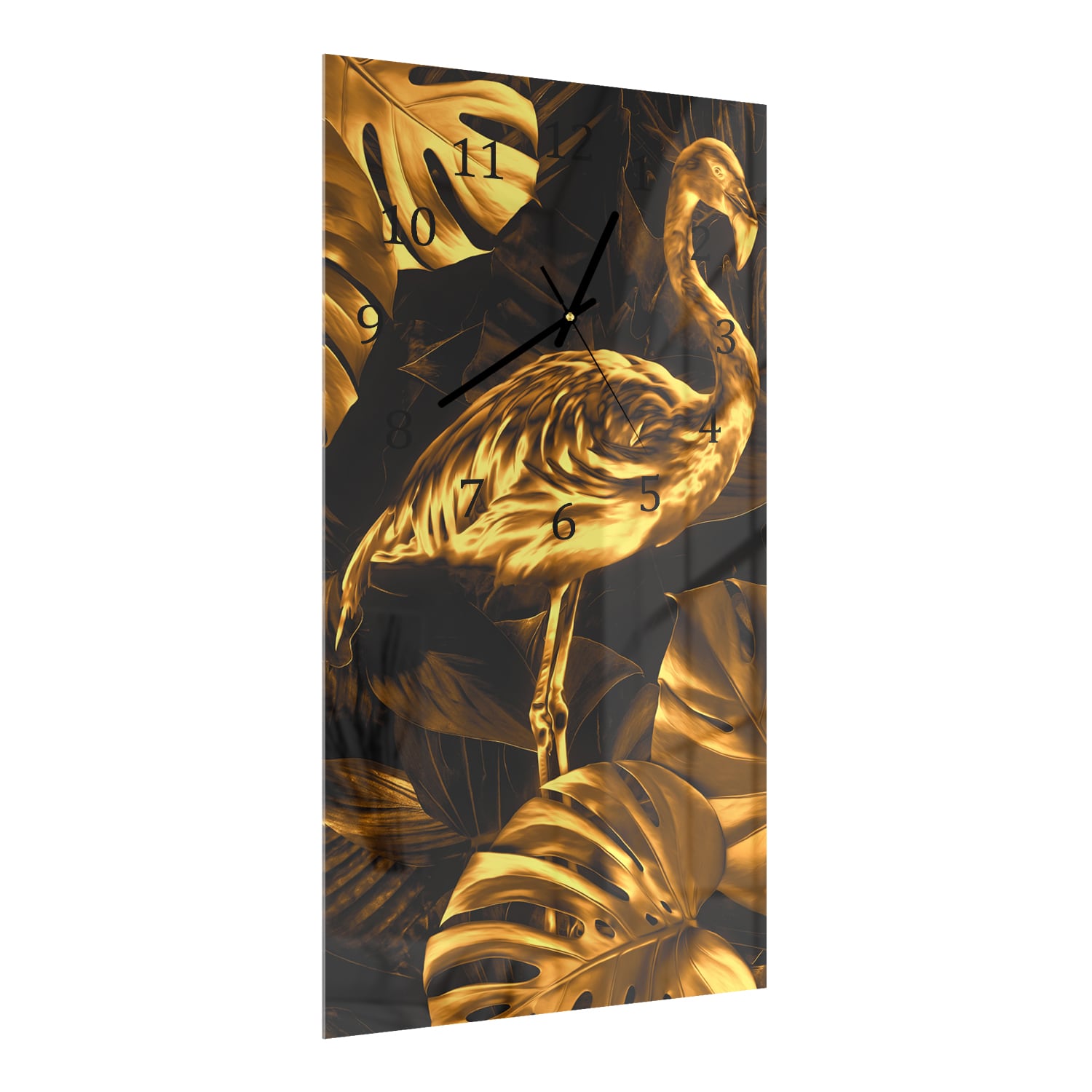 Wandklok 30x60  - Gehard Glas - Nachtelijke Gouden Flamingo