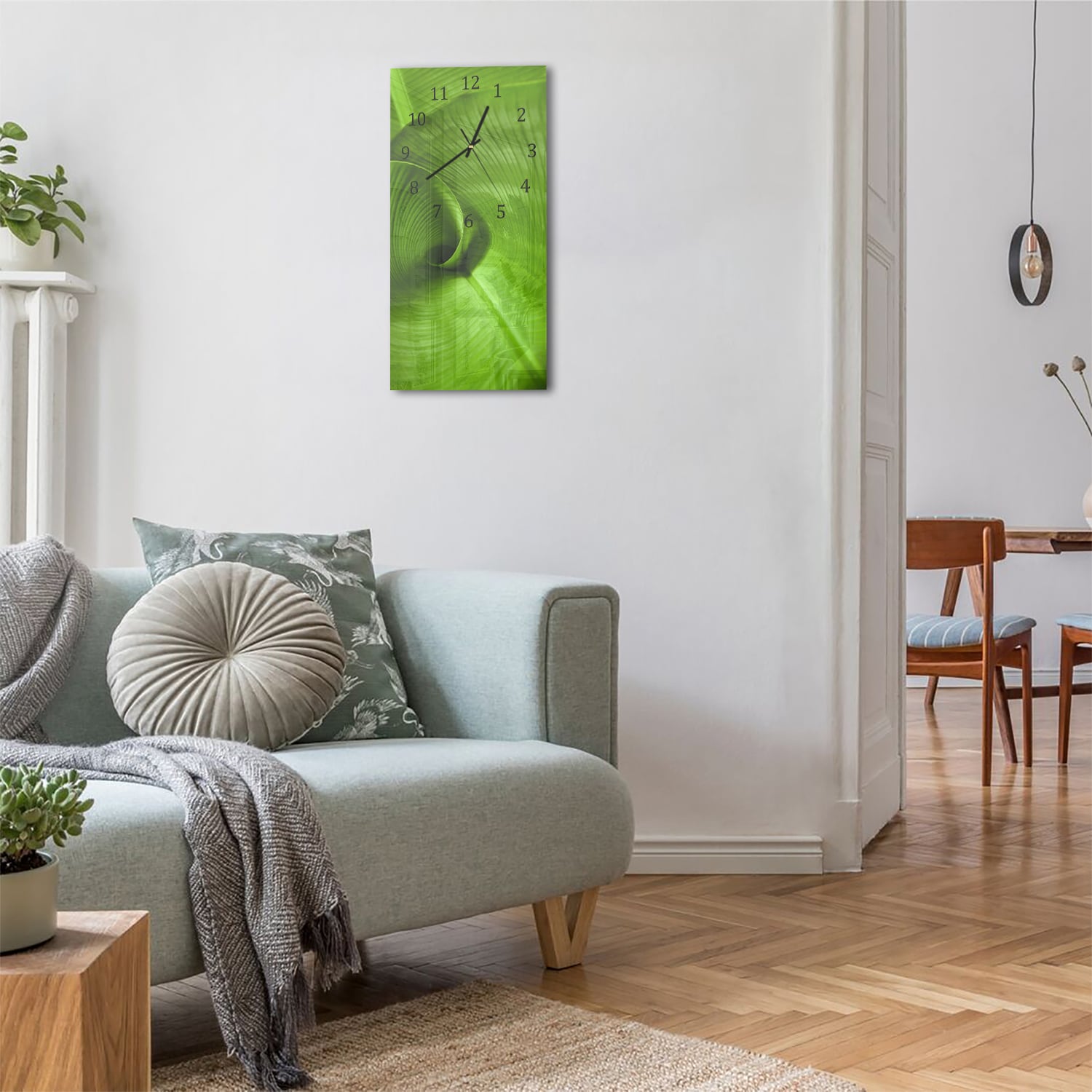 Wandklok 30x60  - Gehard Glas - Bananenblad
