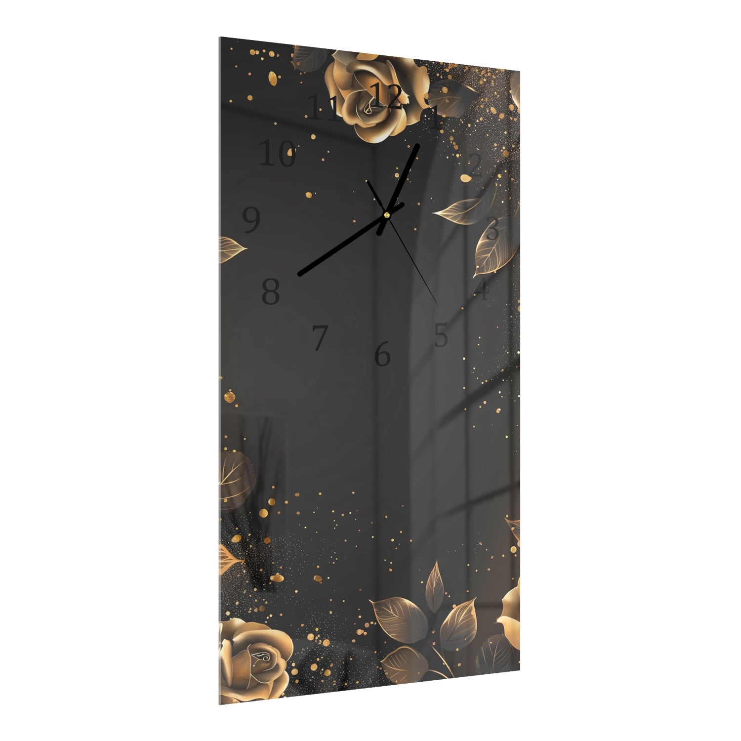 Wandklok 30x60  - Gehard Glas - Elegante Gouden Rozen