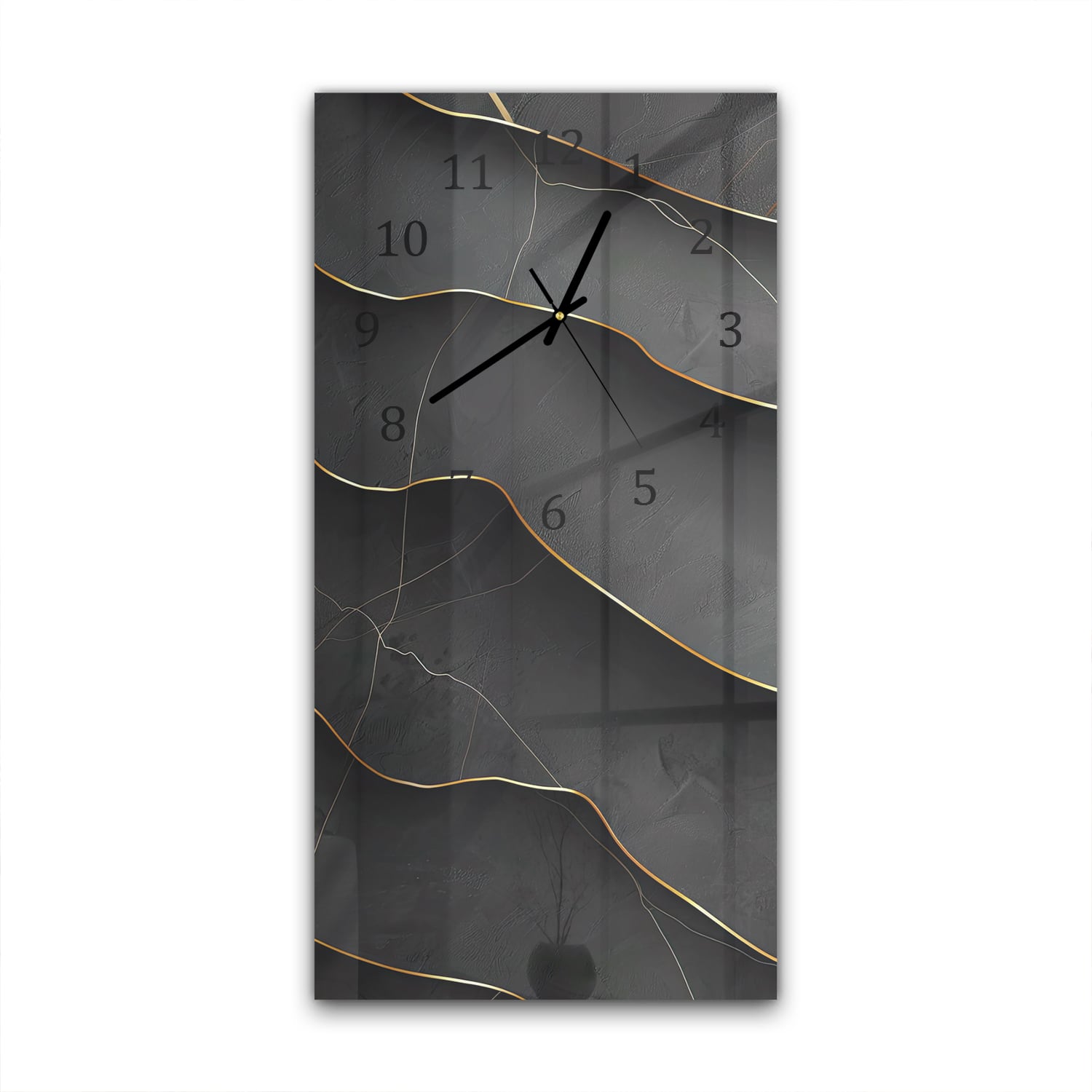 Wandklok 30x60  - Gehard Glas - Abstracte Zwart/Gouden Textuur