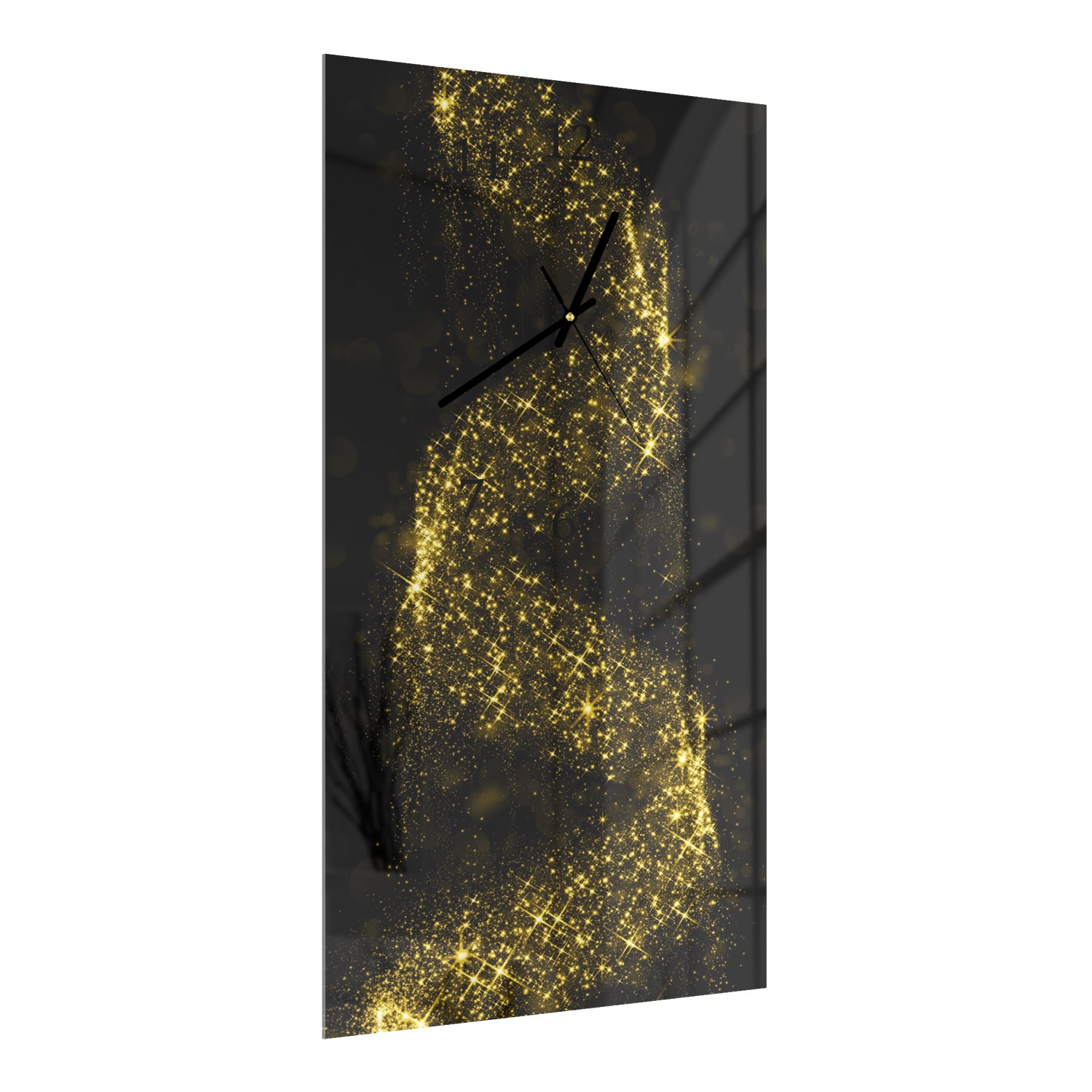 Wandklok 30x60  - Gehard Glas - Gouden Glitter Spiraal