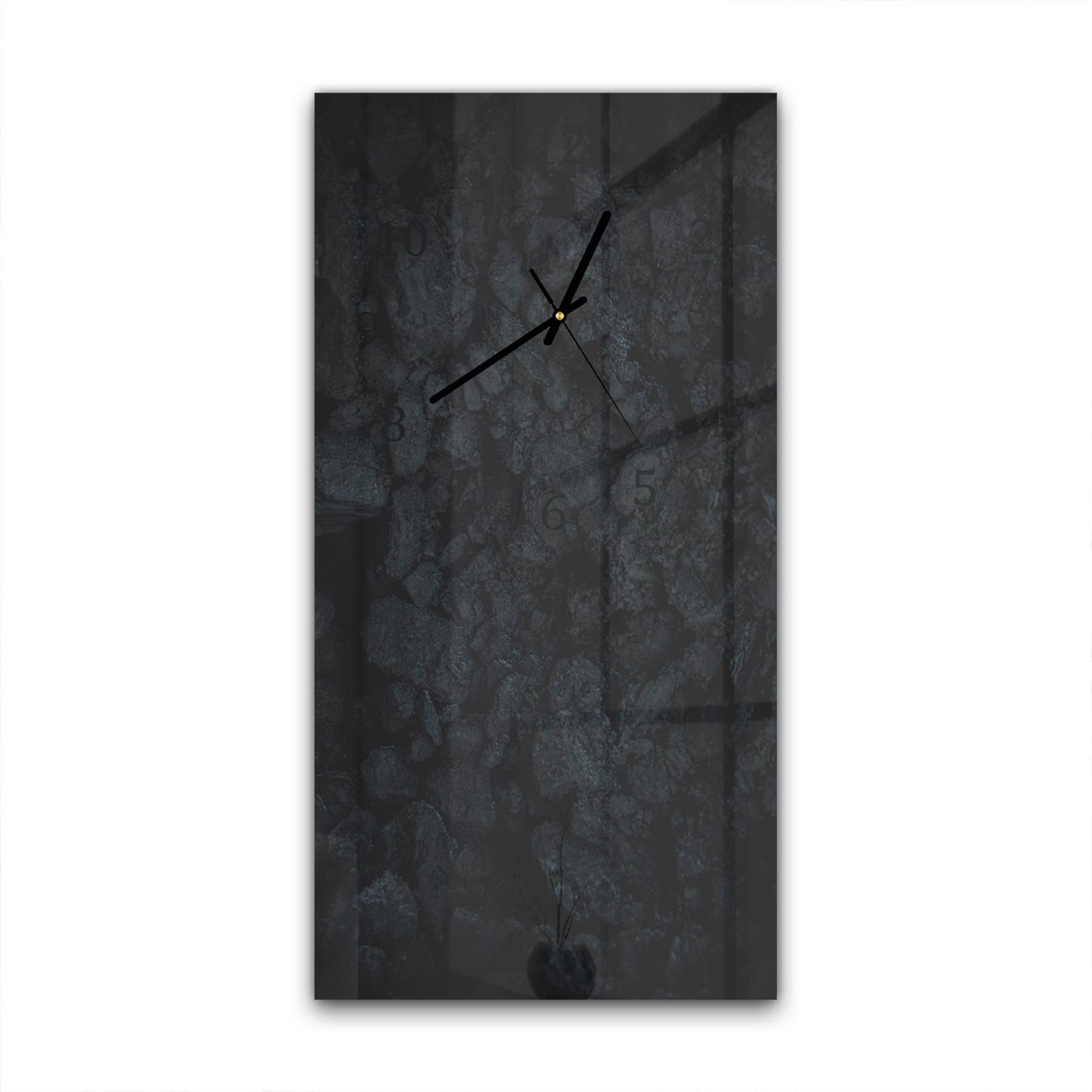 Wandklok 30x60  - Gehard Glas - Zwarte Muur