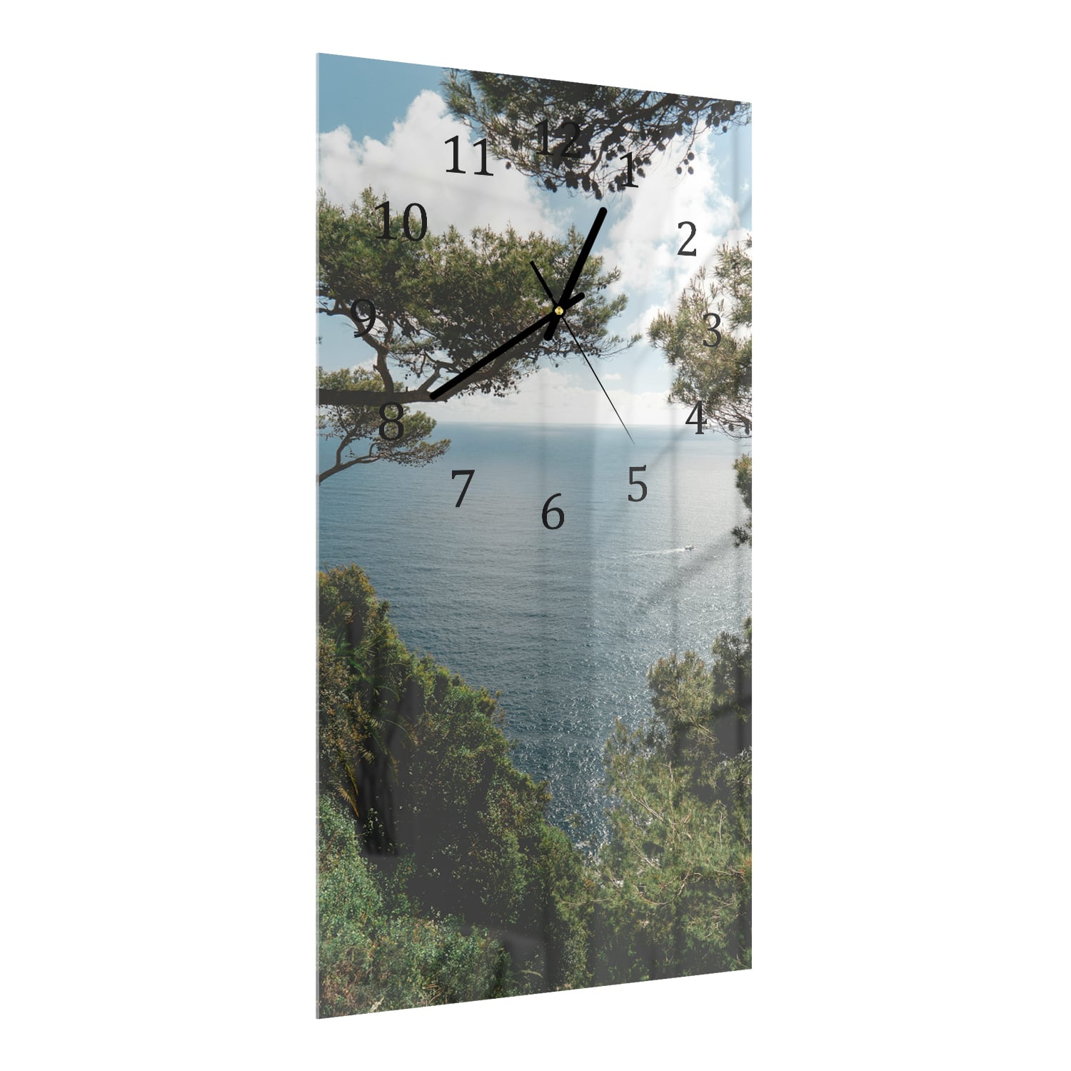 Wandklok 30x60  - Gehard Glas - Zeezicht door de Bomen