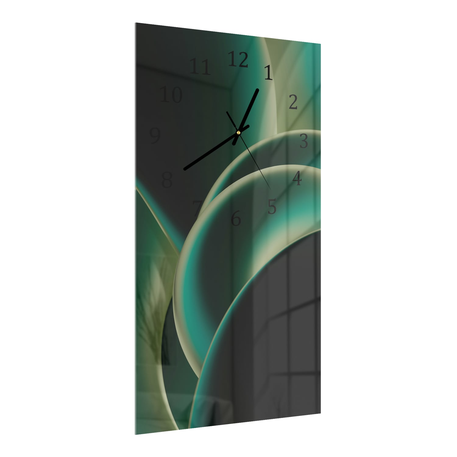 Wandklok 30x60  - Gehard Glas - Groene Rondingen