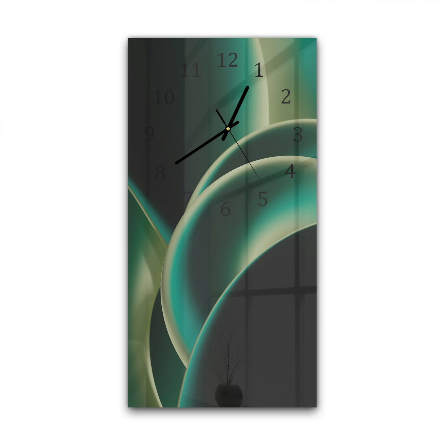 Wandklok 30x60  - Gehard Glas - Groene Rondingen