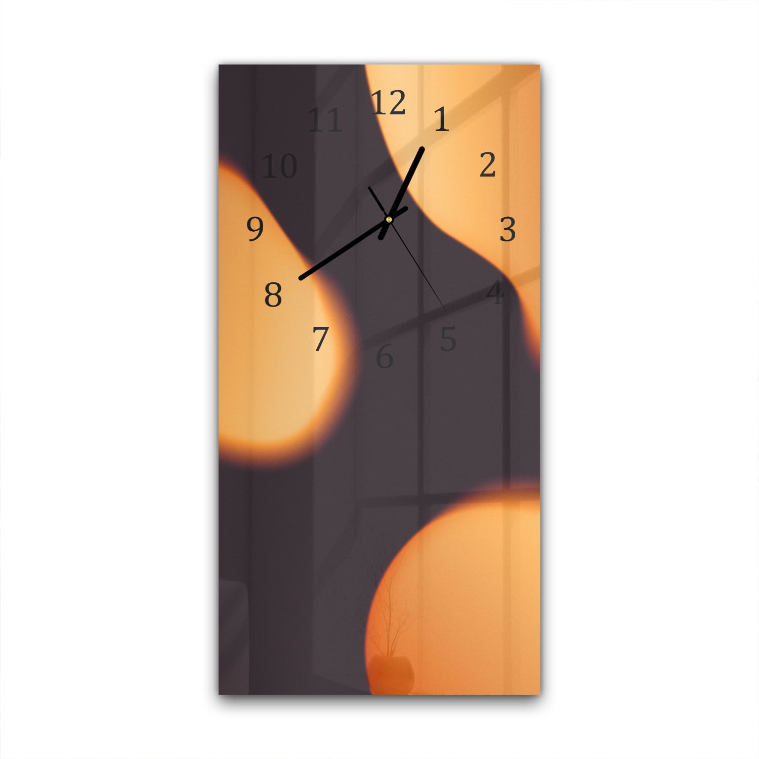 Wandklok 30x60  - Gehard Glas - Abstracte Oranje Vormen