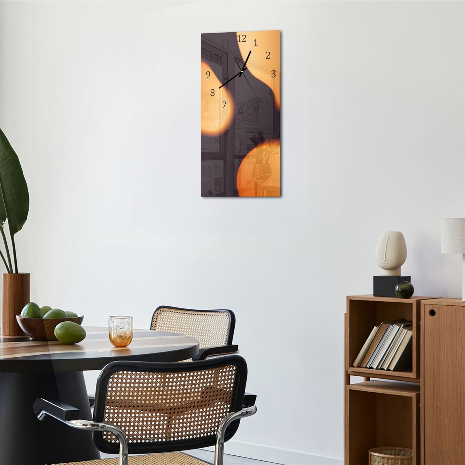 Wandklok 30x60  - Gehard Glas - Abstracte Oranje Vormen