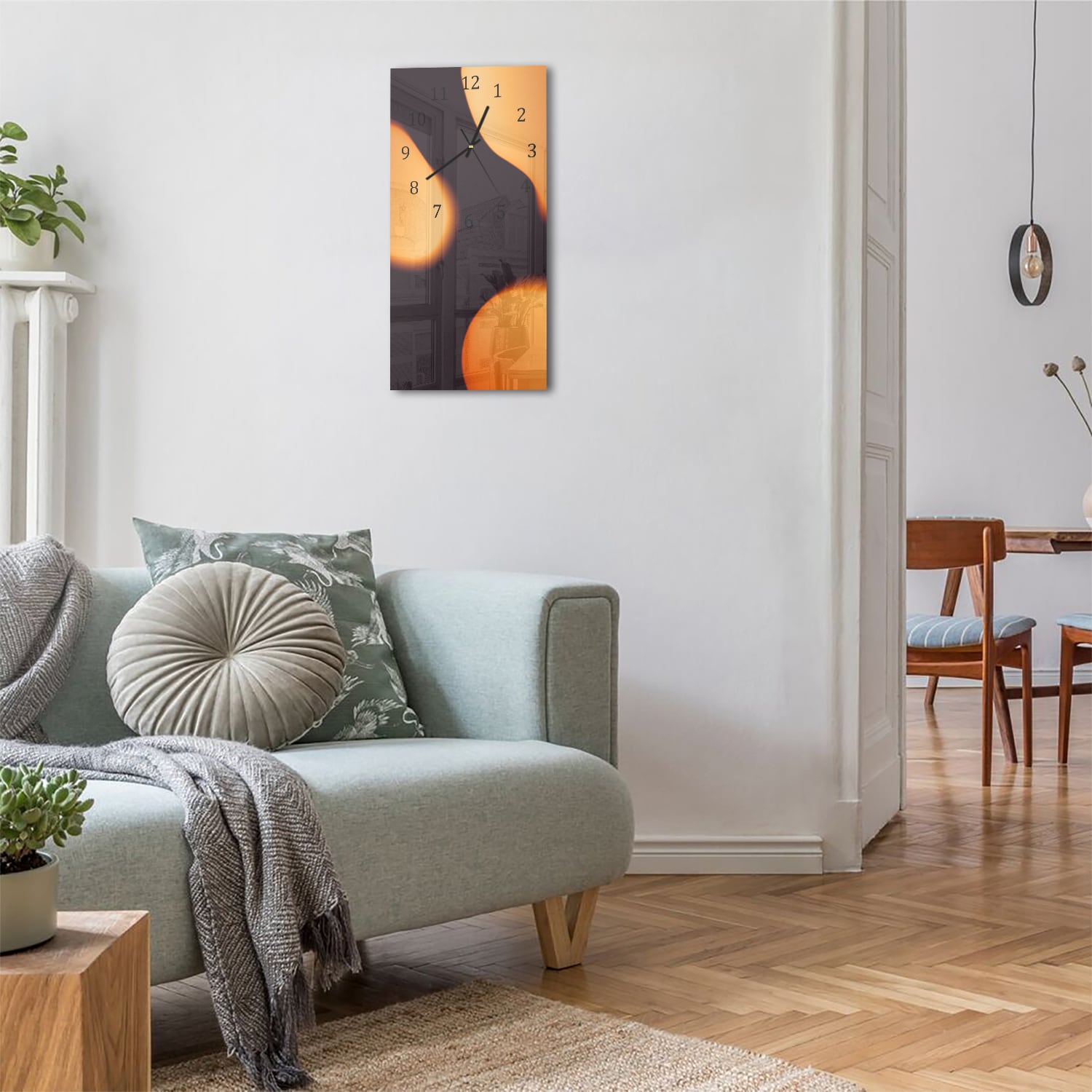 Wandklok 30x60  - Gehard Glas - Abstracte Oranje Vormen
