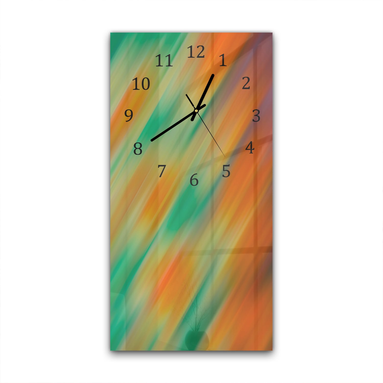 Wandklok 30x60  - Gehard Glas - Oranje & Groene Abstractie