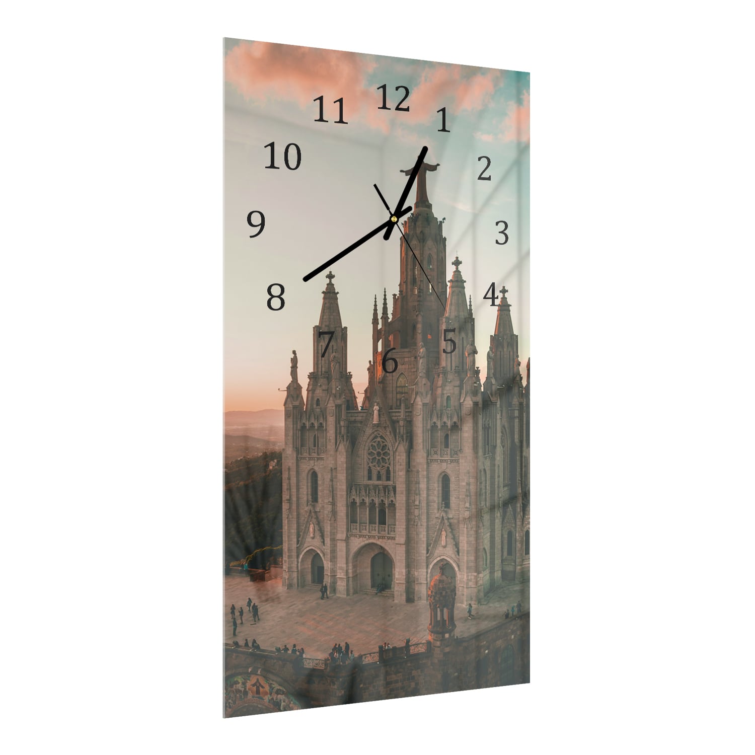 Wandklok 30x60  - Gehard Glas - Tibidabo bij Zonsondergang