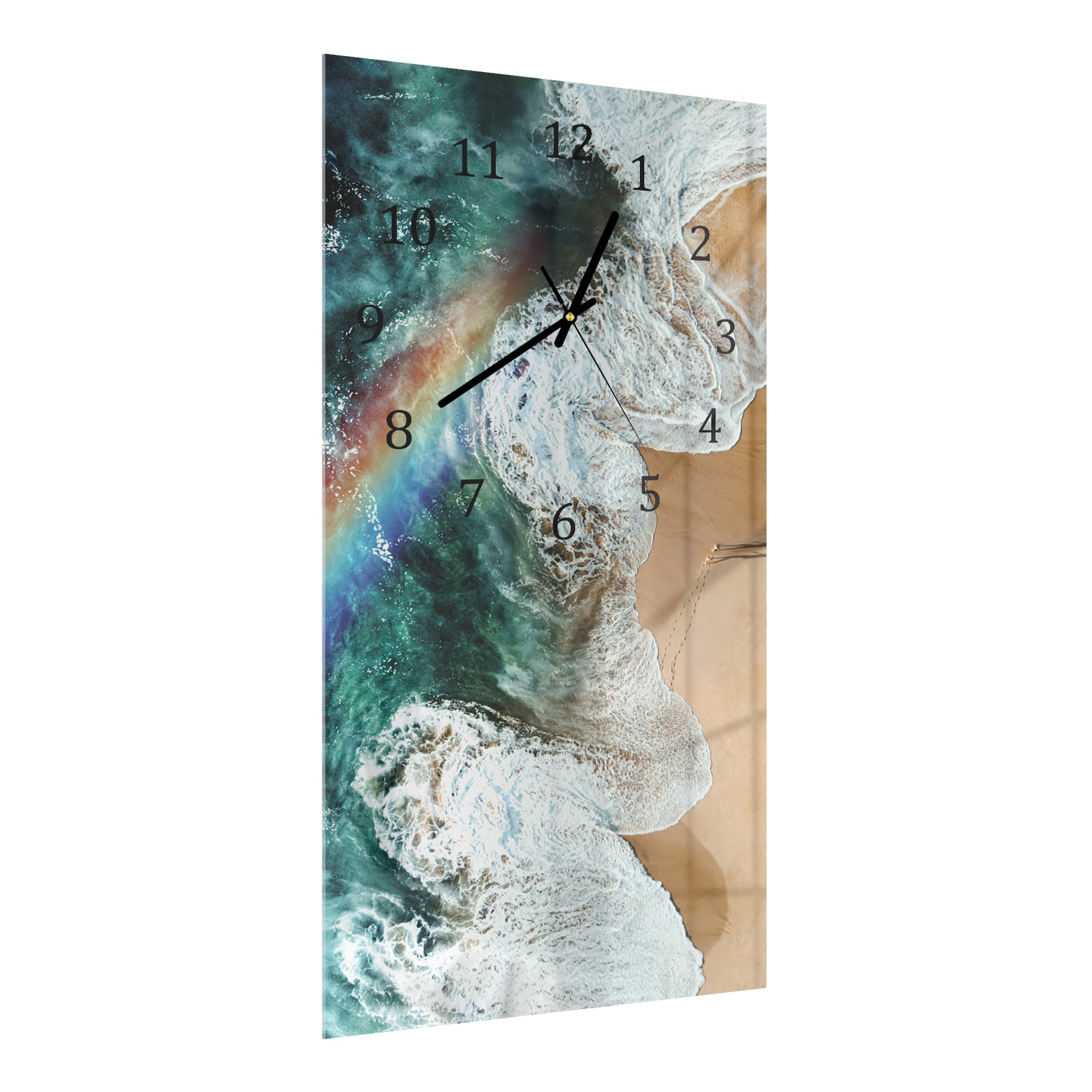 Wandklok 30x60  - Gehard Glas - Regenboog op het Strand