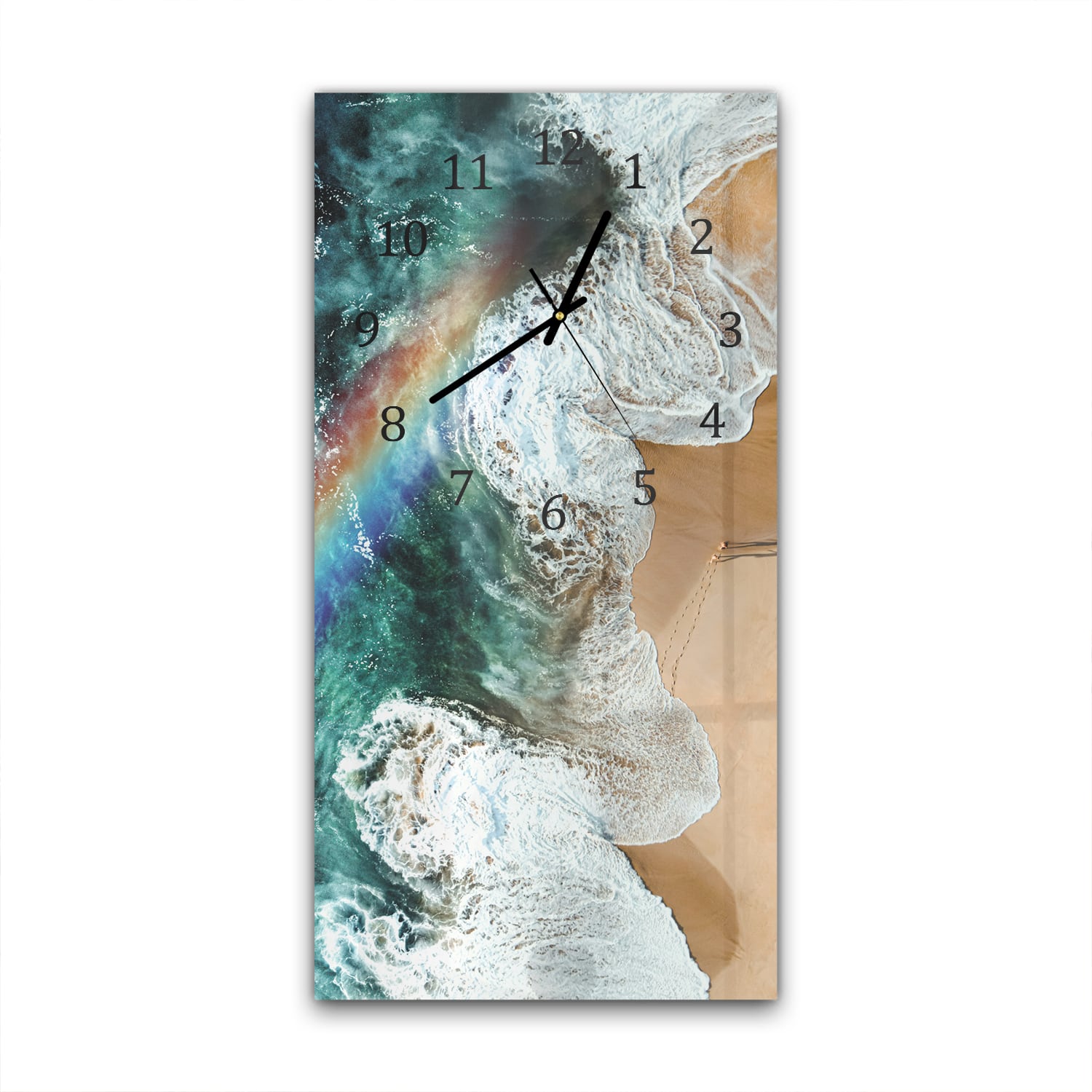 Wandklok 30x60  - Gehard Glas - Regenboog op het Strand