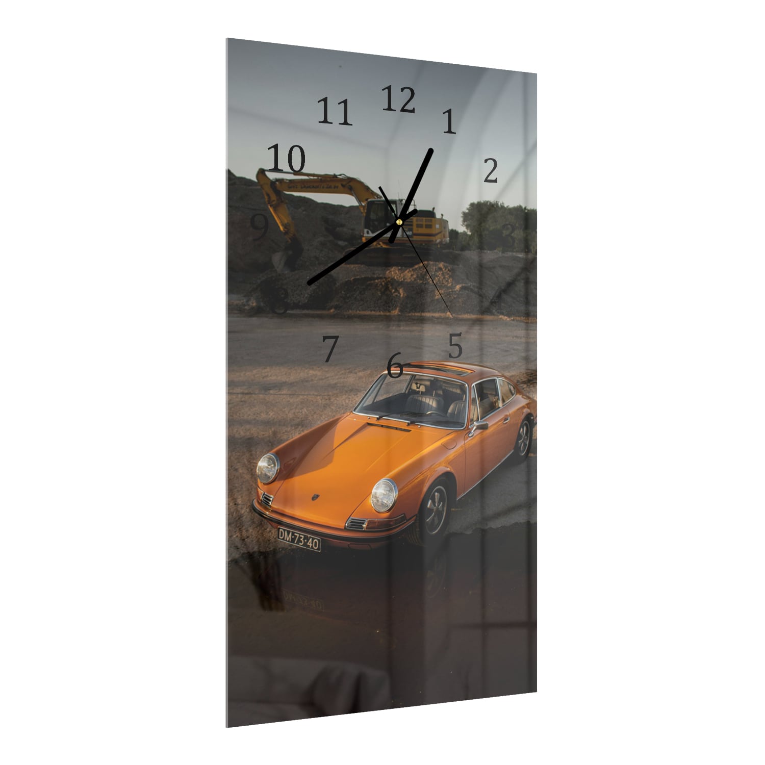 Wandklok 30x60  - Gehard Glas - Oranje Porsche