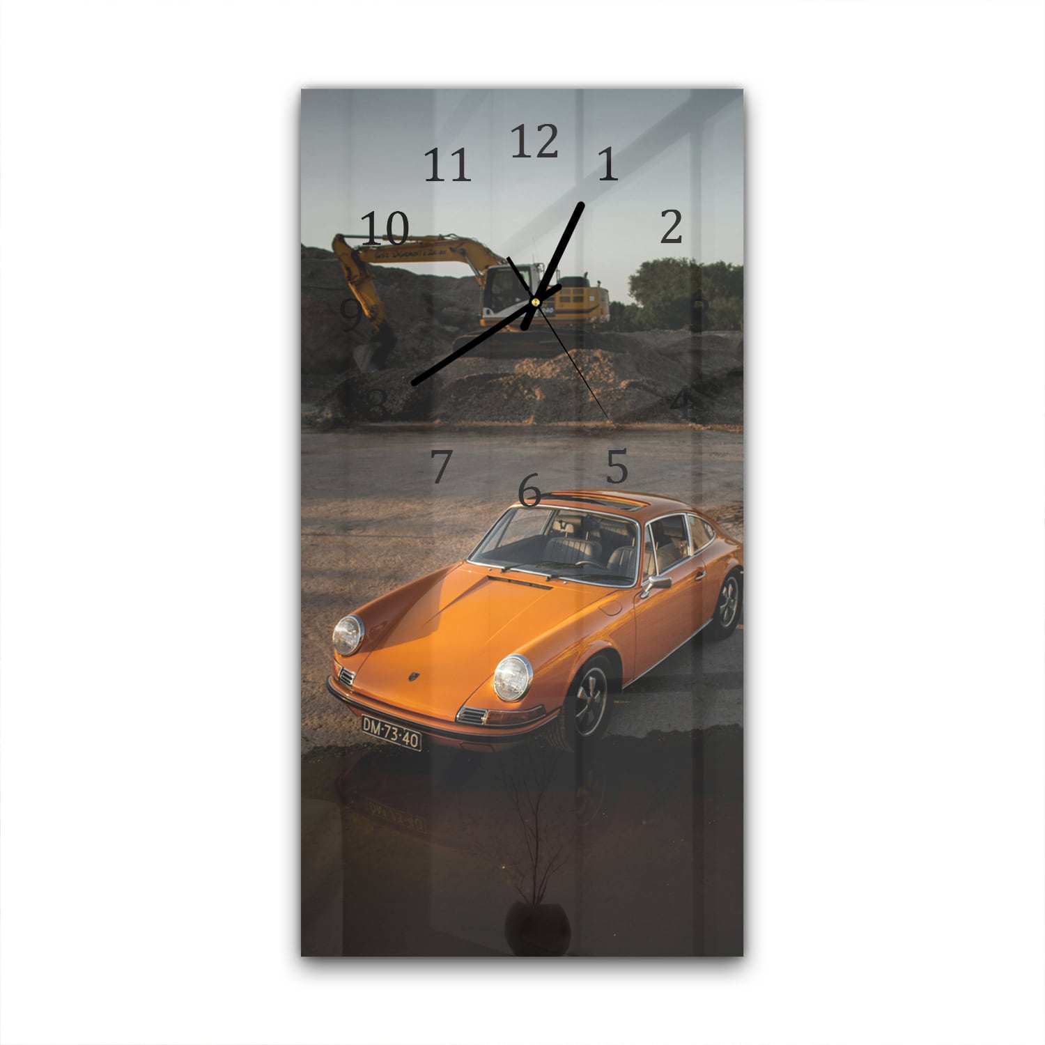 Wandklok 30x60  - Gehard Glas - Oranje Porsche