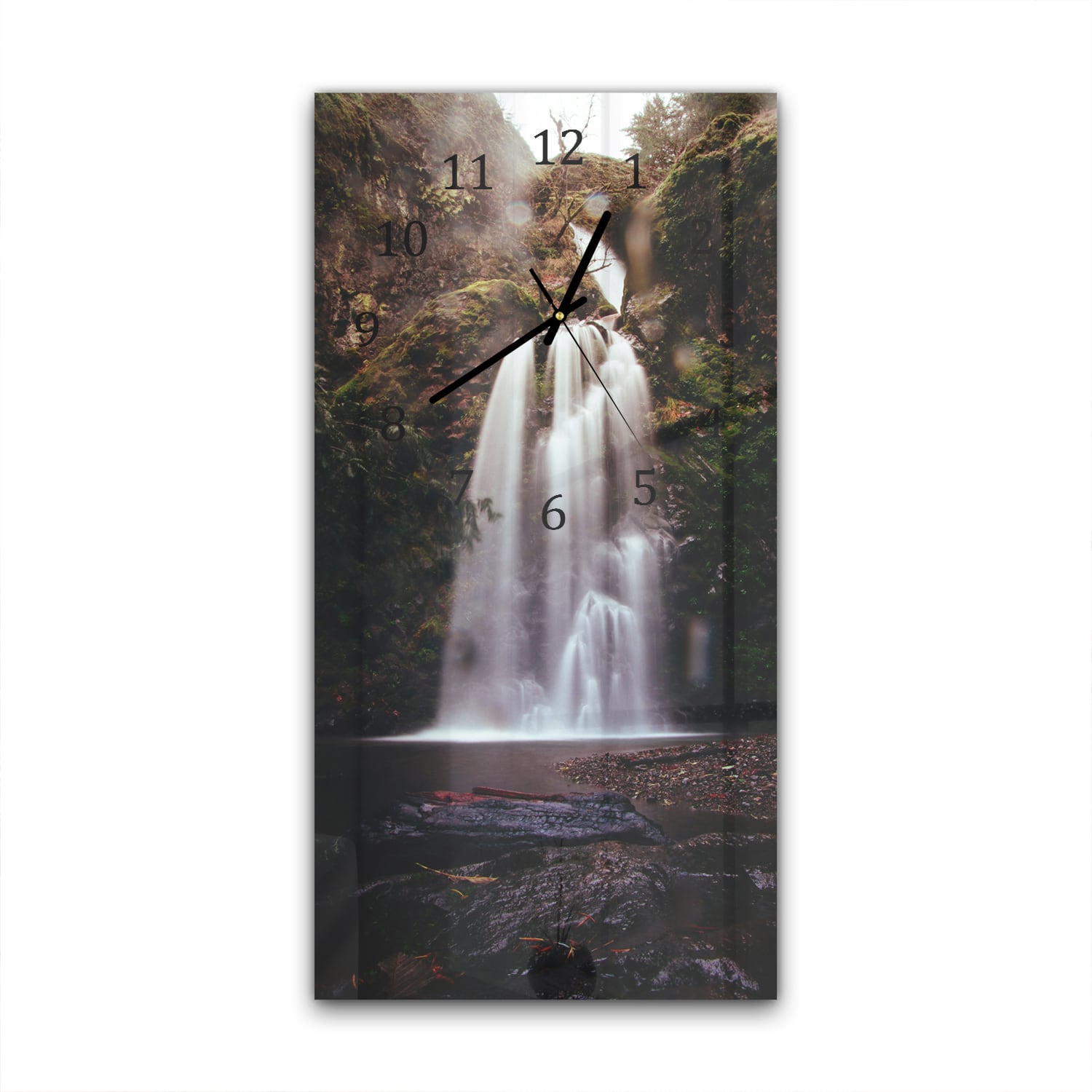 Wandklok 30x60  - Gehard Glas - Waterval in de Natuur