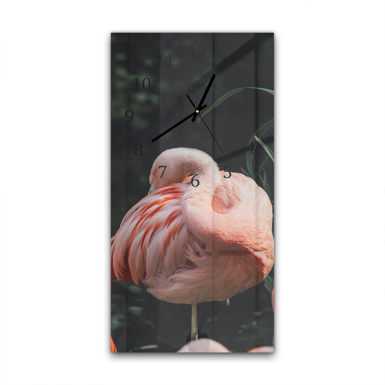 Wandklok 30x60  - Gehard Glas - Flamingo in de Natuur