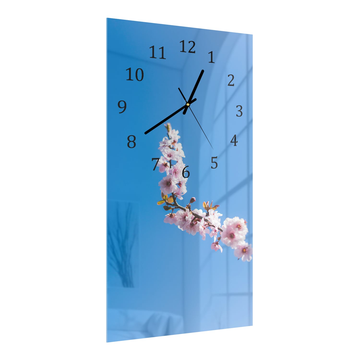 Wandklok 30x60  - Gehard Glas - Lente bloesem