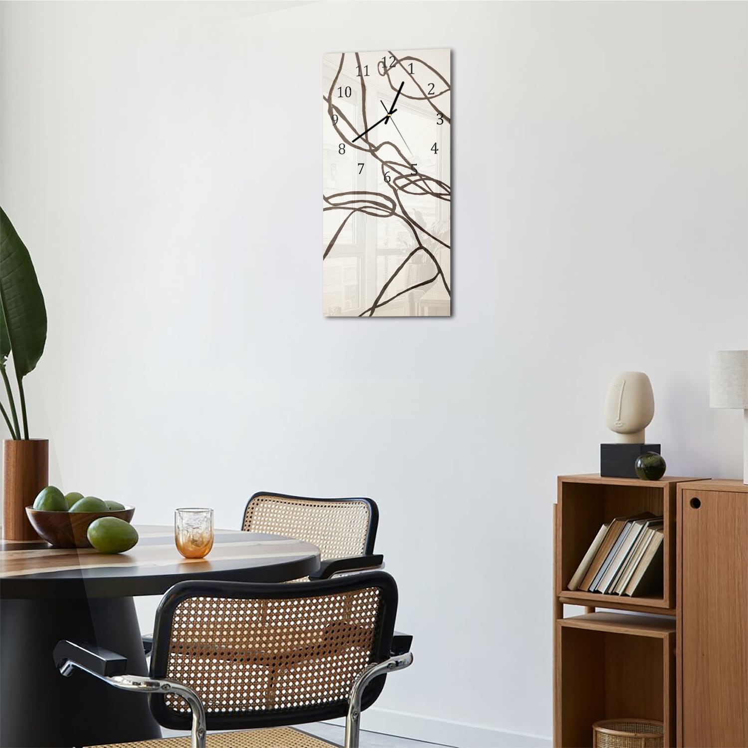 Wandklok 30x60  - Gehard Glas - Abstracte Lijn Kunst