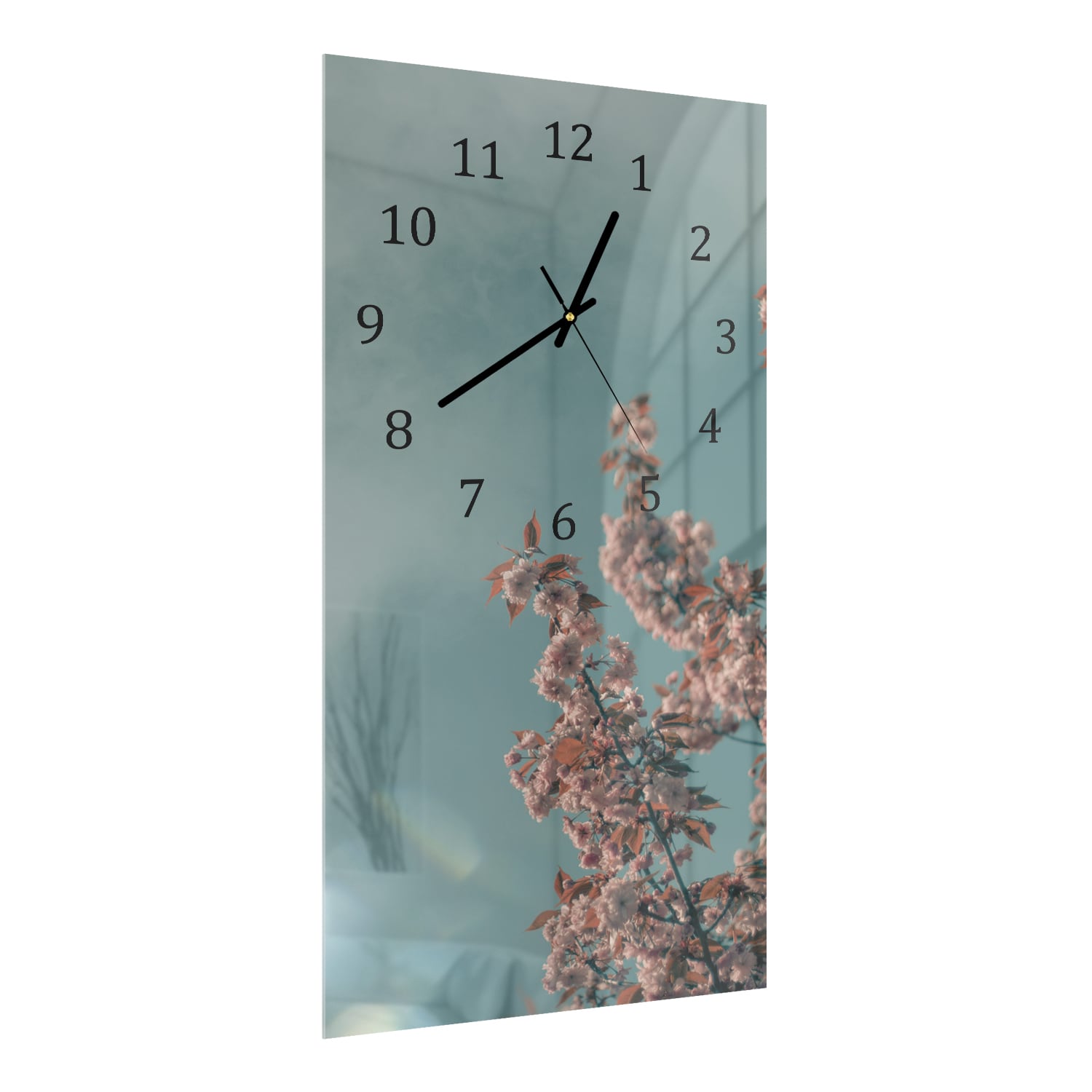 Wandklok 30x60  - Gehard Glas - Pastel Bloesem