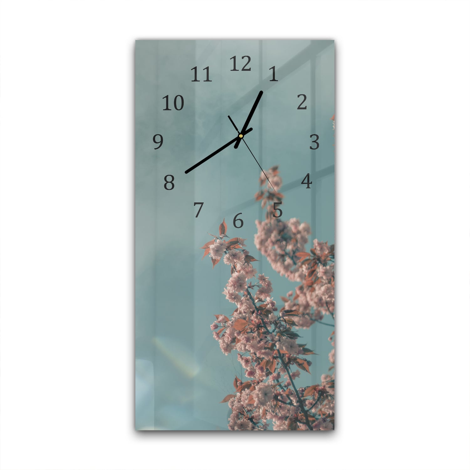 Wandklok 30x60  - Gehard Glas - Pastel Bloesem