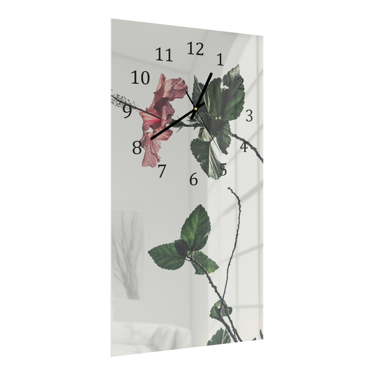 Wandklok 30x60  - Gehard Glas - Elegante Hibiscus