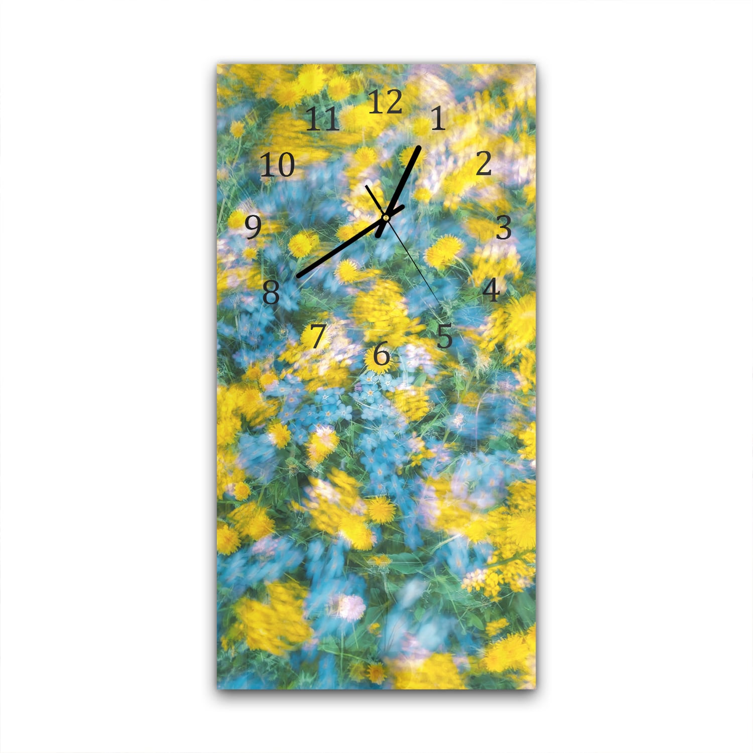 Wandklok 30x60  - Gehard Glas - Vrolijke Bloemen